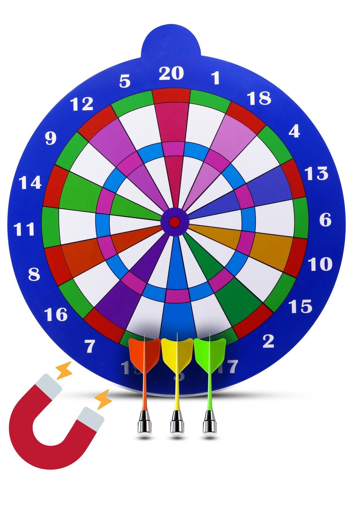 ALASTOR Mıknatıslı Dart Seti Mini Boy Dart Oyunu Duvara Zarar Vermeyen İğnesiz Dart Atma 3 Oklu Çap: 28 cm