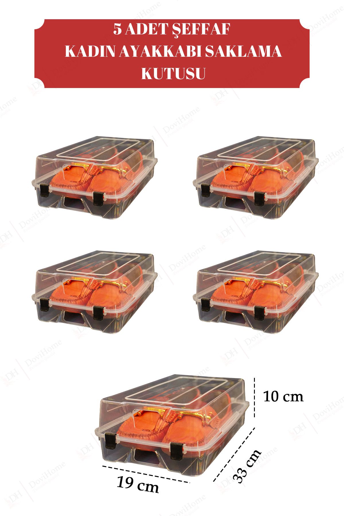 DOVİ HOME 5'li Set Kadın Ve Erkek Ayakkabı Saklama Kutusu