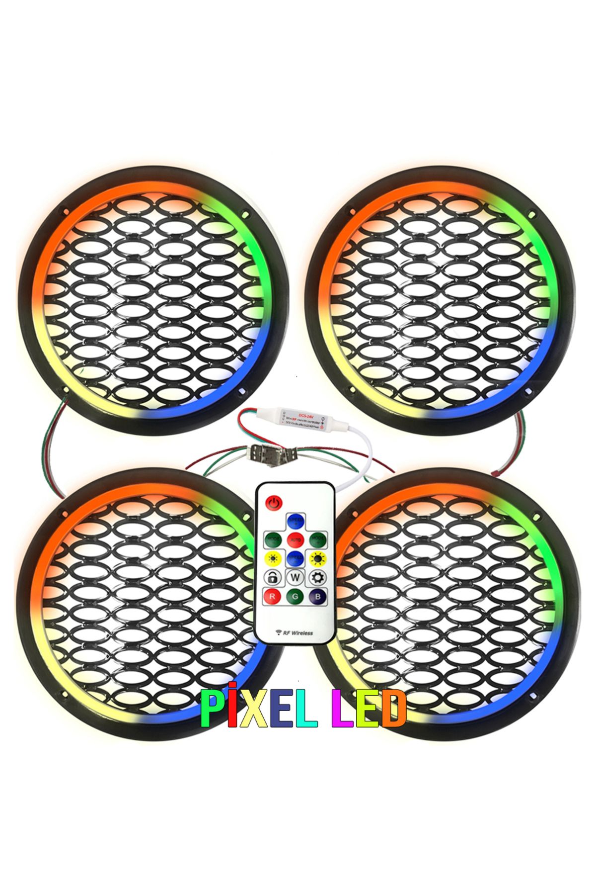 Poke Pixel Ledli 16cm Hoparlör Midrange Kapak 4 Adet Animasyonlu Pk-5649
