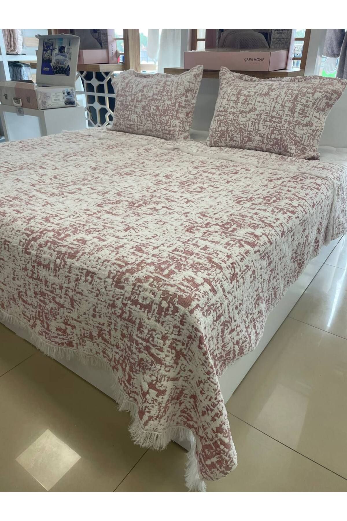 Sudemhome Soft Saçaklı Çift  Kişilik Battaniye Yatak Örtüsü Takımı
