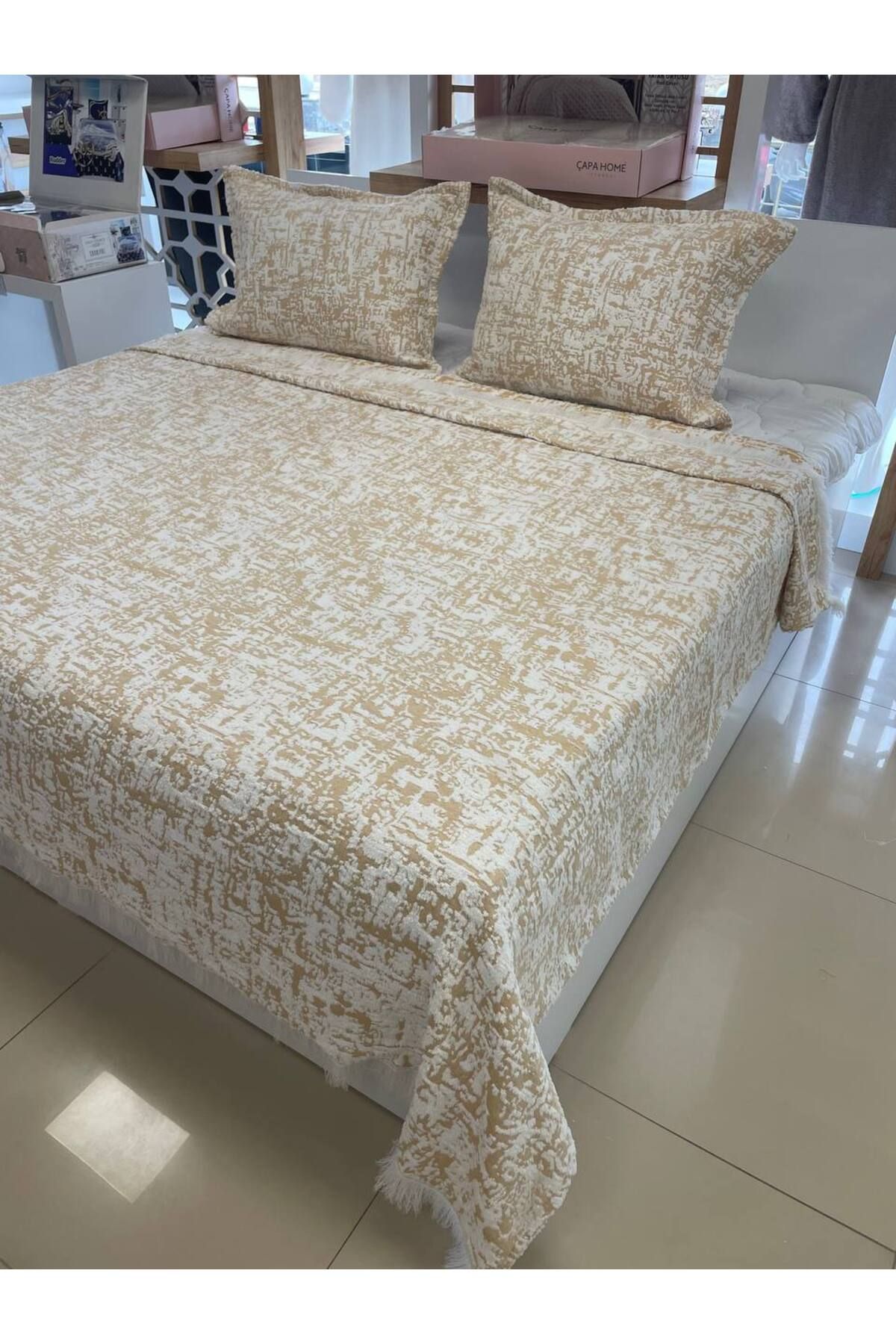 Sudemhome Soft Saçaklı Çift  Kişilik Battaniye & Yatak Örtüsü Takımı