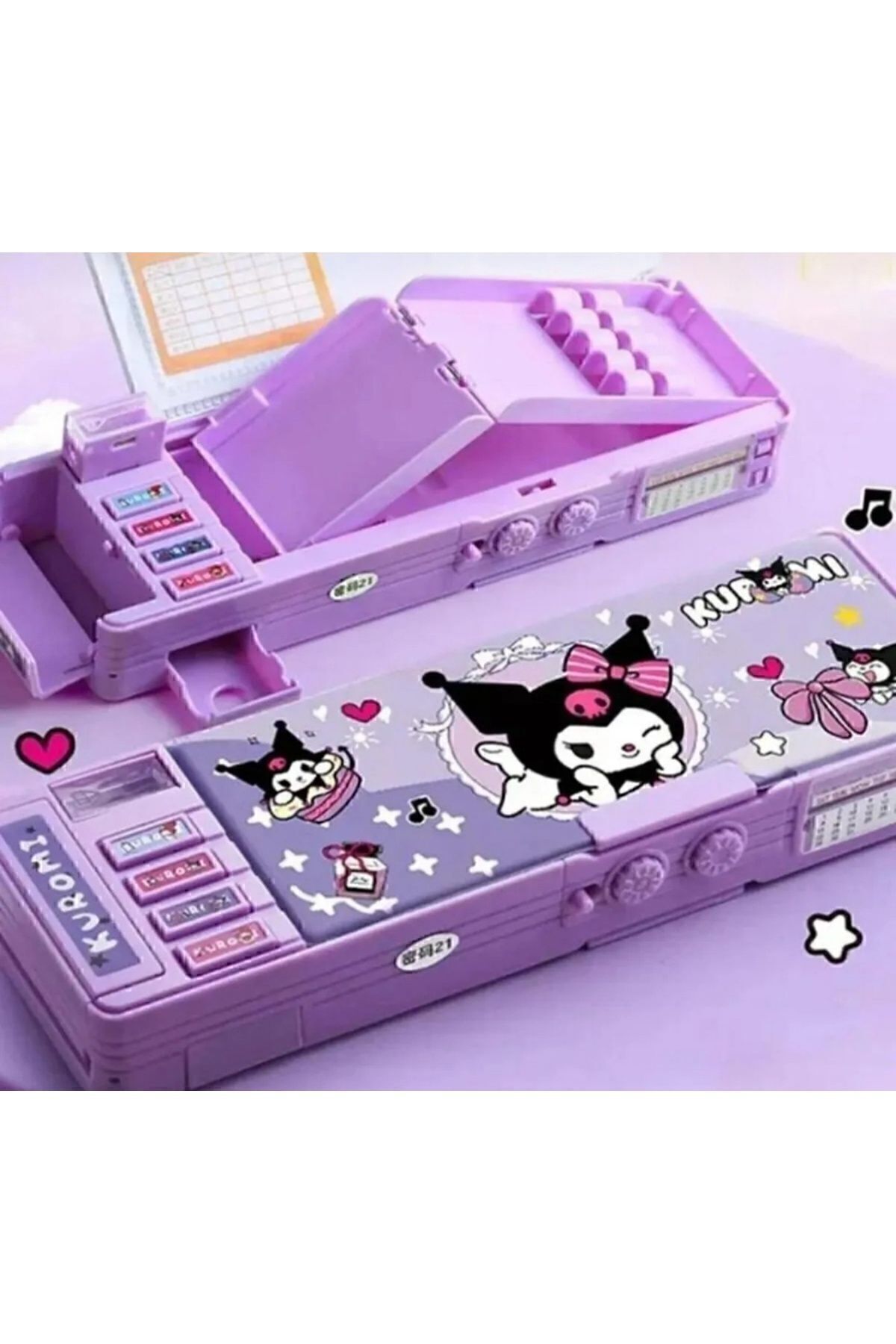 seyuse Çok Fonksiyonlu Şifreli Kalem Kutusu (MOR) Kuromi Kalemlik Sanrio Kore Tarzı
