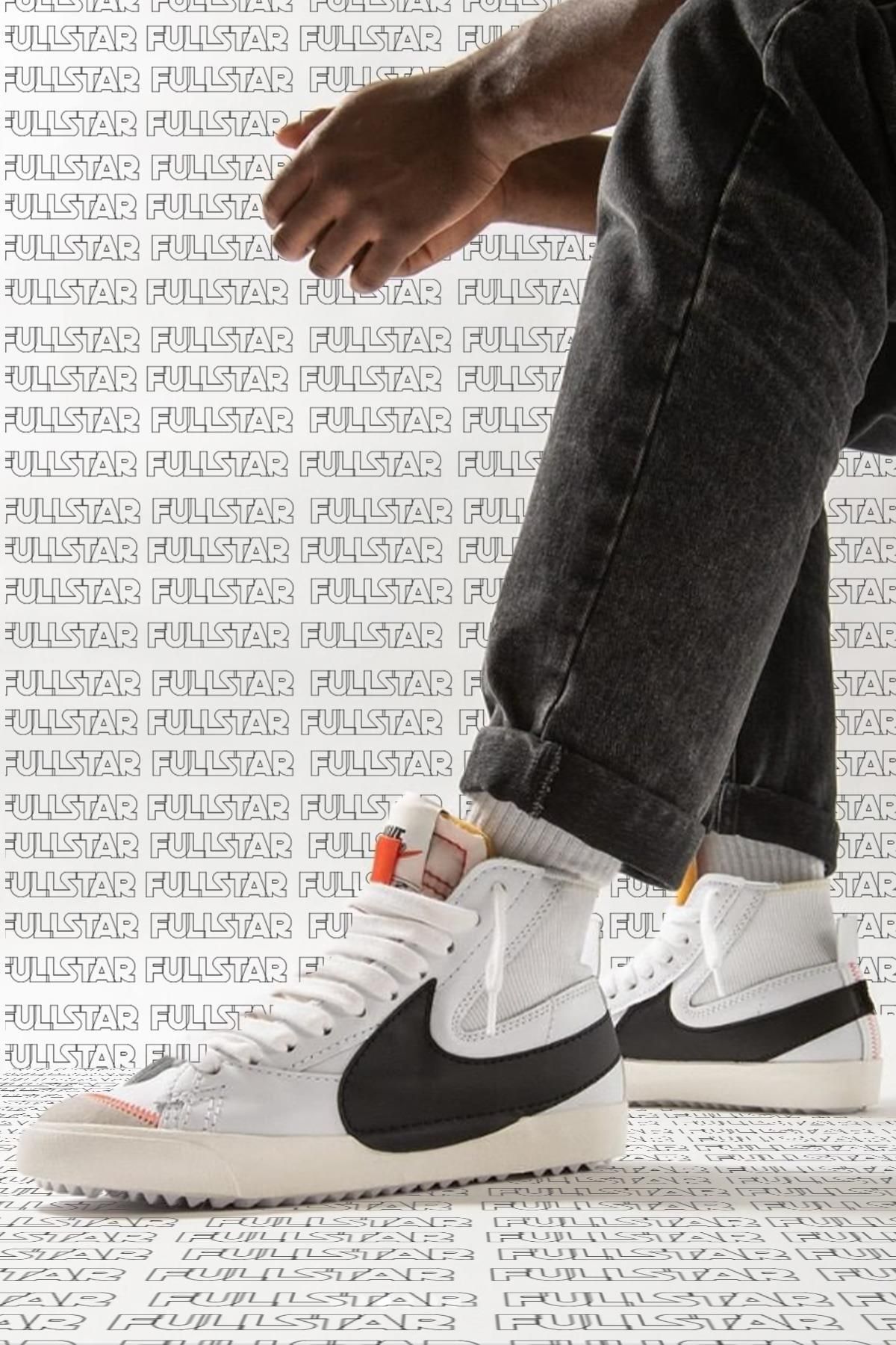 Nike Blazer Mid 77 Jumbo Leather Hakiki Deri Günlük Bilekli Spor Ayakkabı Beyaz
