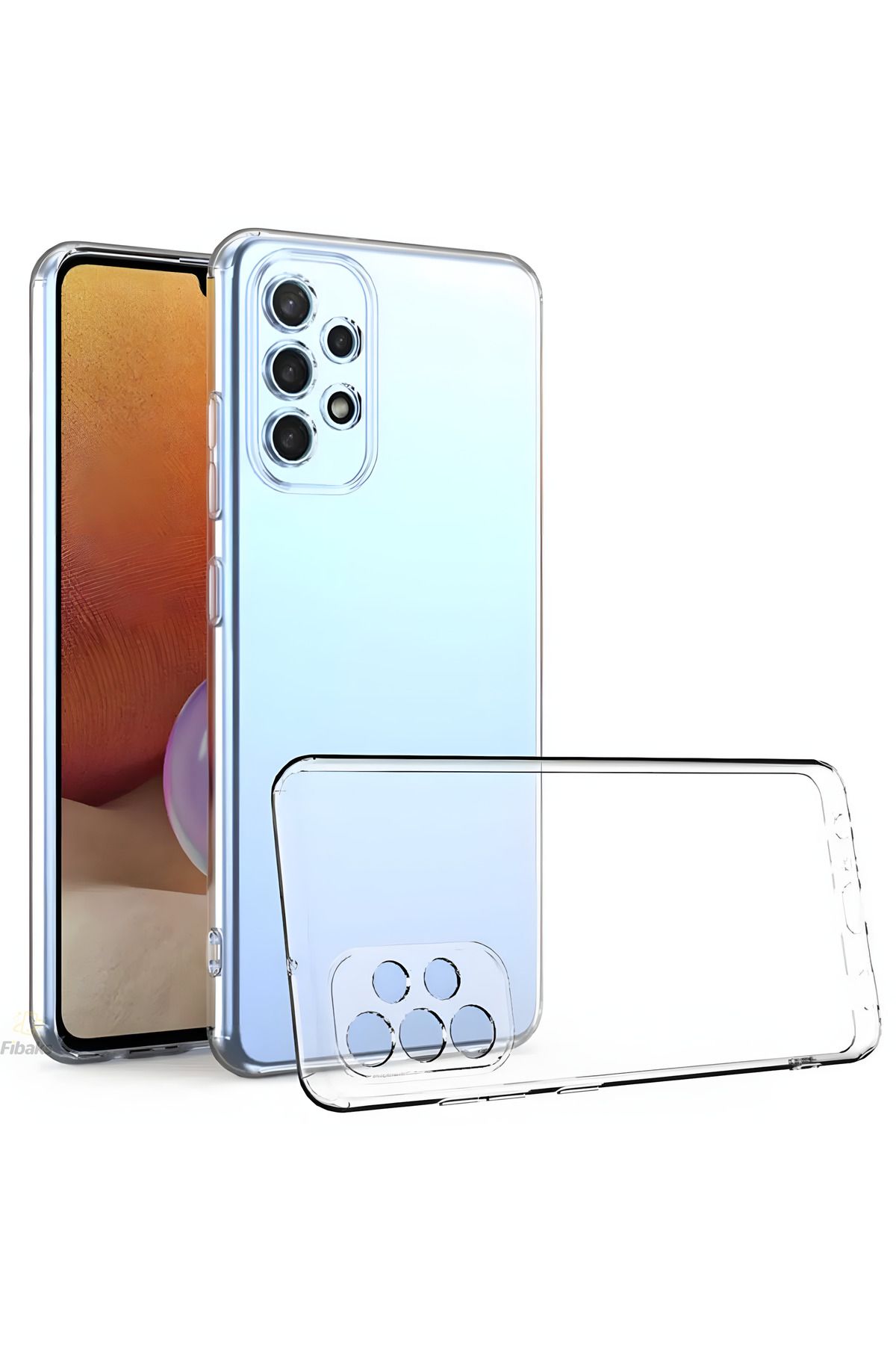 Fibaks Samsung Galaxy A52 Uyumlu Kılıf Kamera Korumalı Yumuşak Şeffaf Ince Süper Silikon