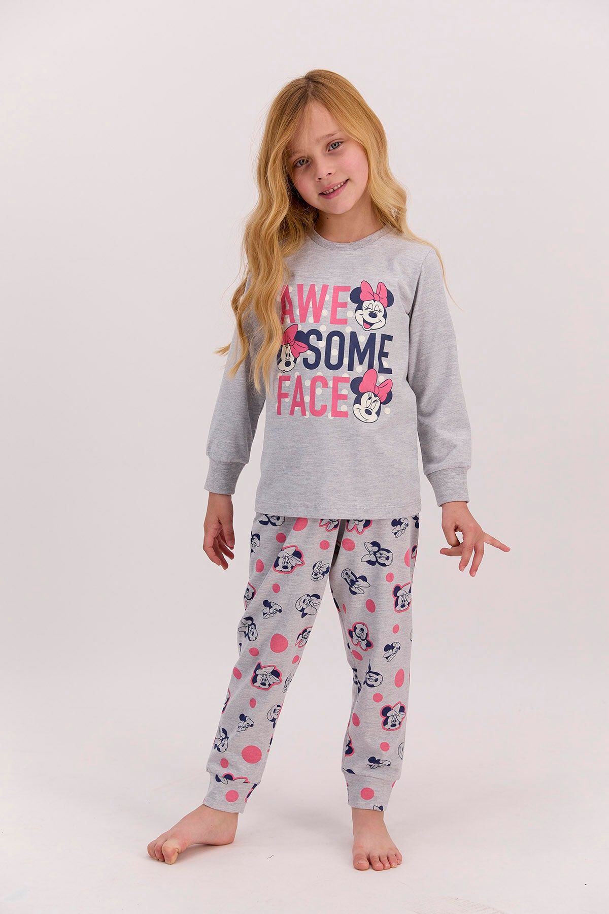 MINNIE MOUSE Lisanslı Awesome Face Grimelanj Kız Çocuk Pijama Takımı