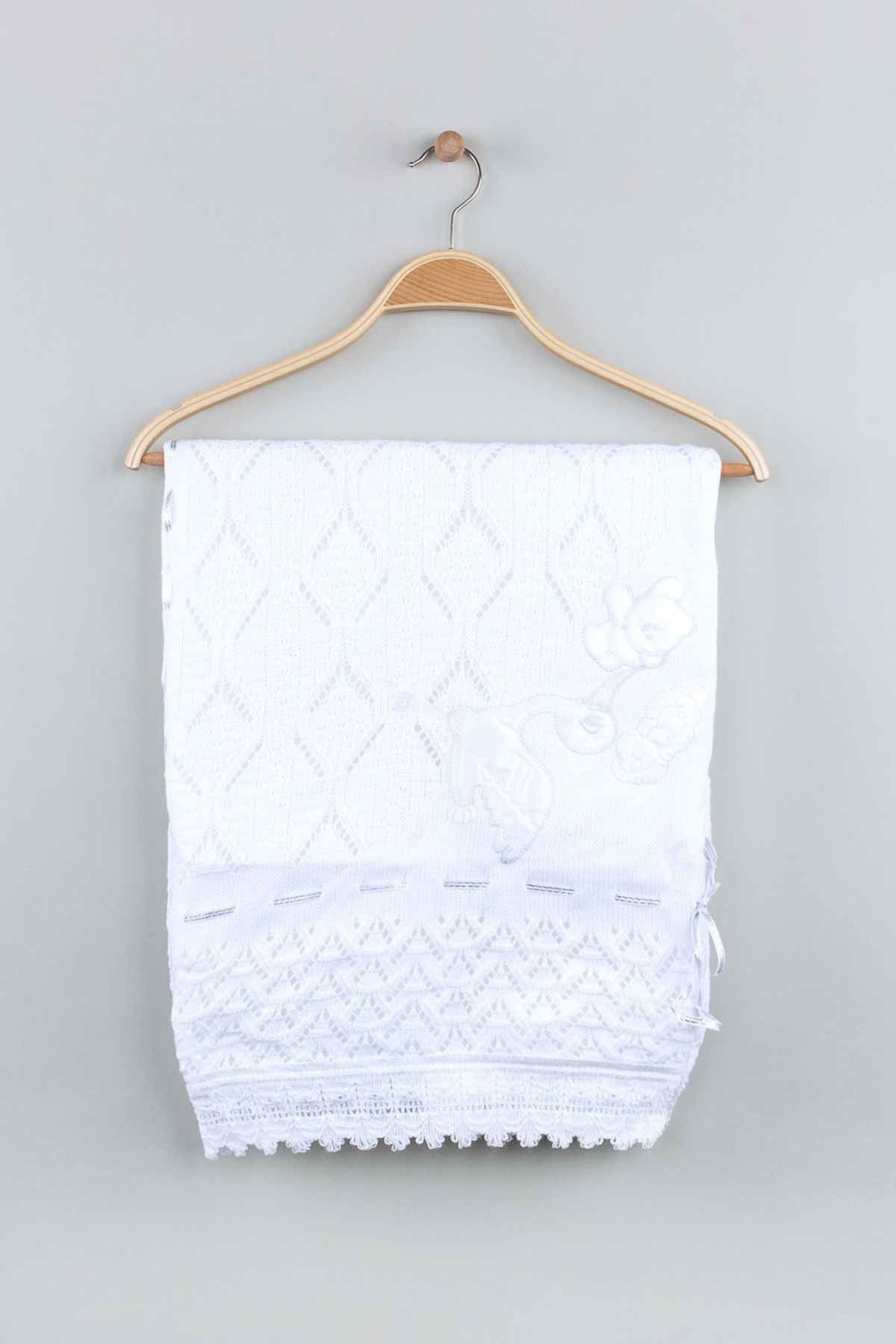 Modakids Beyaz Triko Örme 80x80 cm Bebek Battaniye