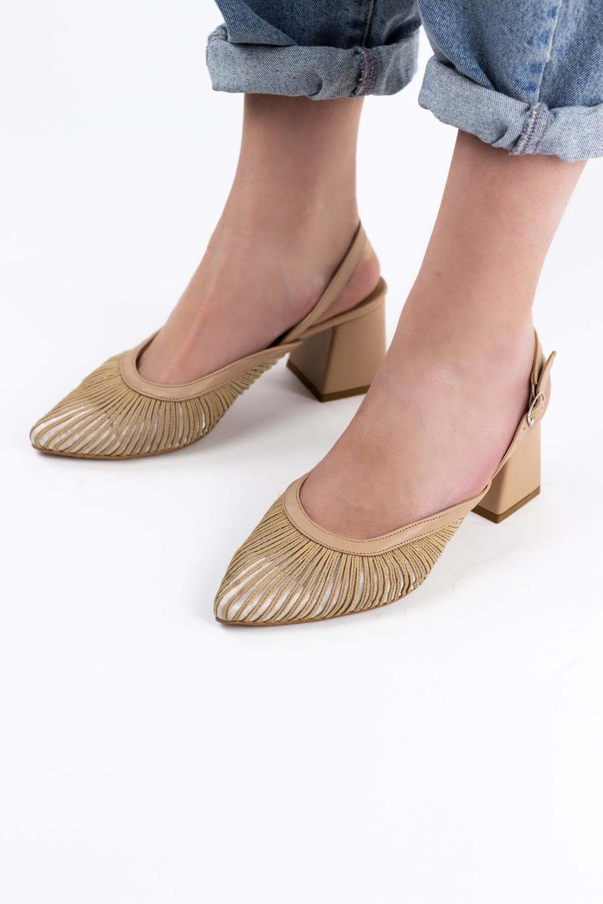 Gökhan Talay Biyeli Tüllü Kadın Kısa Topuklu Ayakkabı