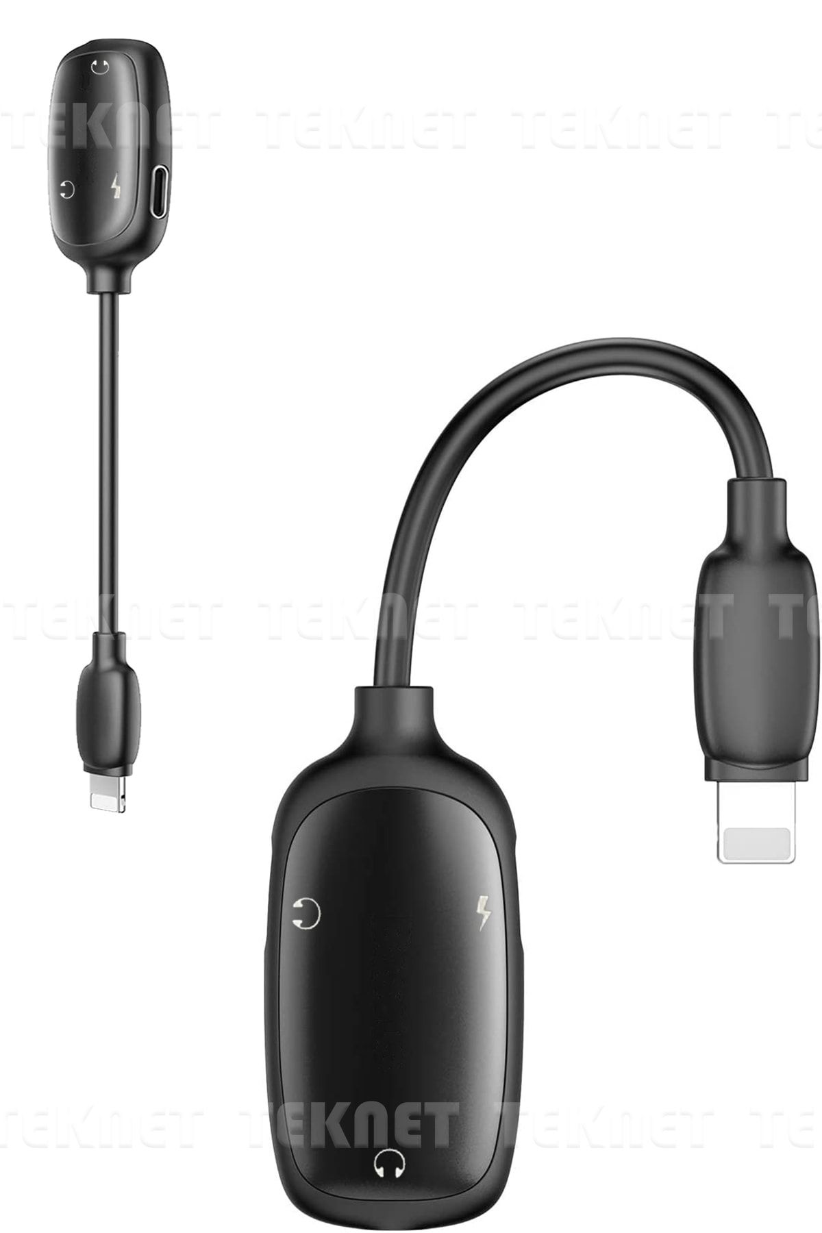 TEKNETSTORE 3 In 1 Lightning Iphone Şarj Kulaklık Ve 3.5 Mm Jack Kulaklık Dönüştürücü Dişi Adaptör Male To Dual