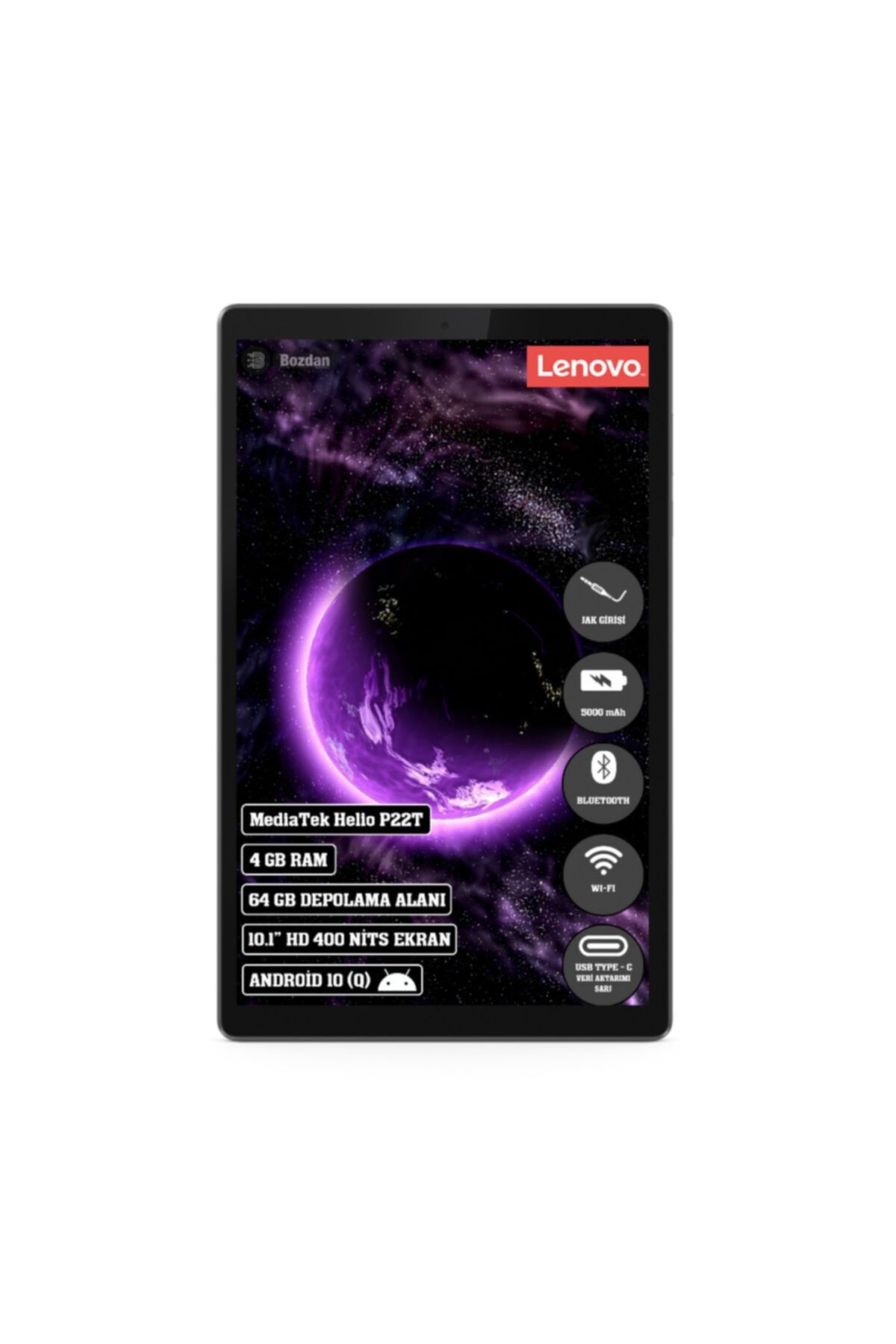 LENOVO Tab M10 TB-X306F 4GB + 64GB 10.1" Wi-Fi Gri Tablet - ZA7W0007TR (Lenovo Türkiye Garantili)
