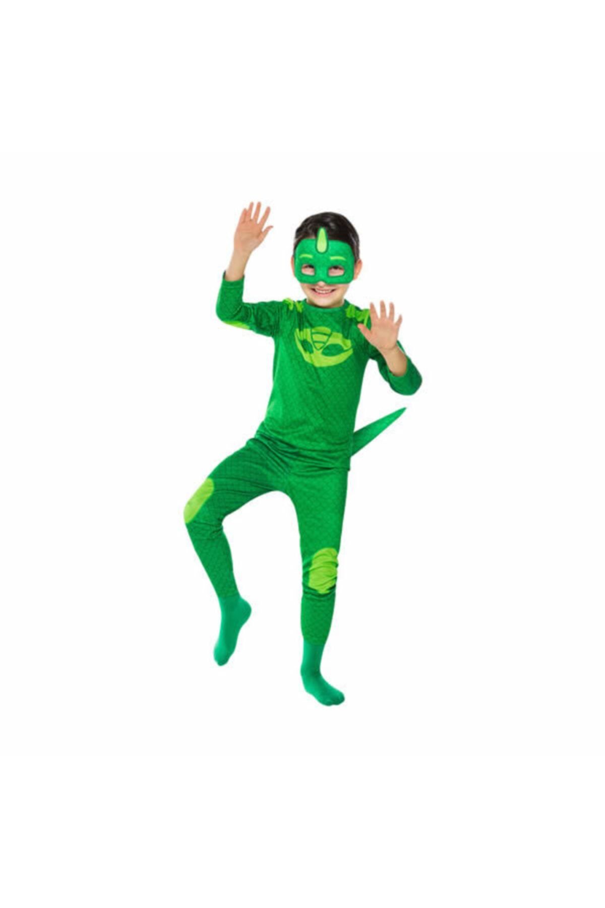 Pj Masks Pj Maskeliler Gekko Kertenkele Çocuk Pijamaskeliler Pj Mask Yeşil Kostümü
