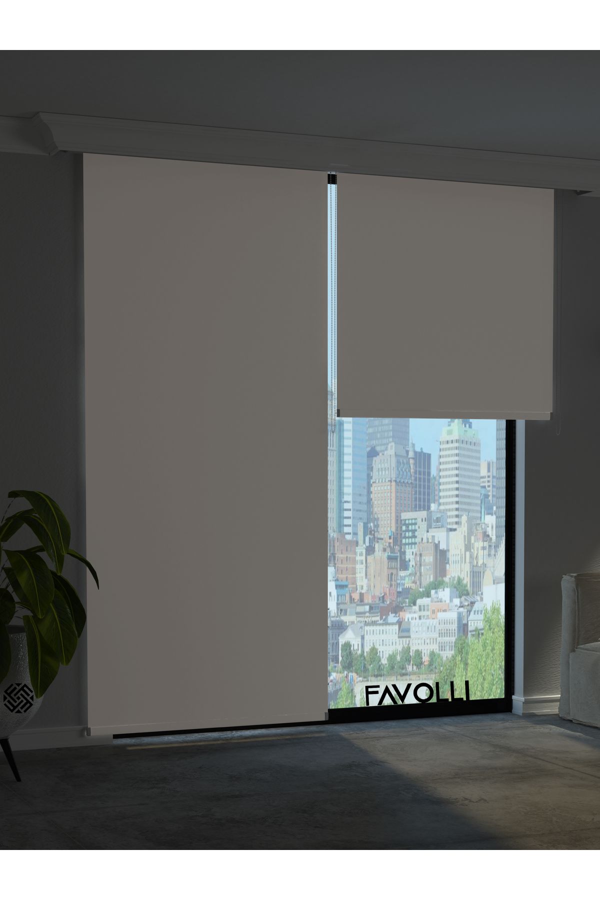 FAVOLLİ Beyaz Karartma Blackout Stor Perde Metal İthal Kasa Işık geçirmez