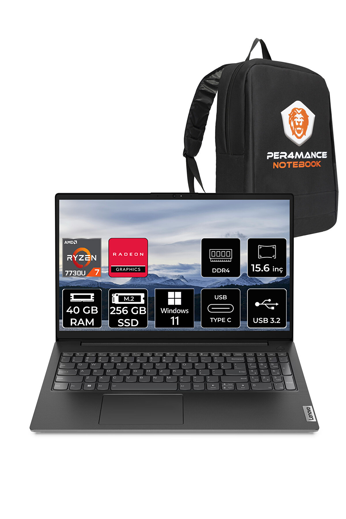 V15 G4 R7 7730U 40GB 256GB SSD 15.6'' FHD W11PRO Dizüstü Bilgisayar _134 PER4 ÇANTA