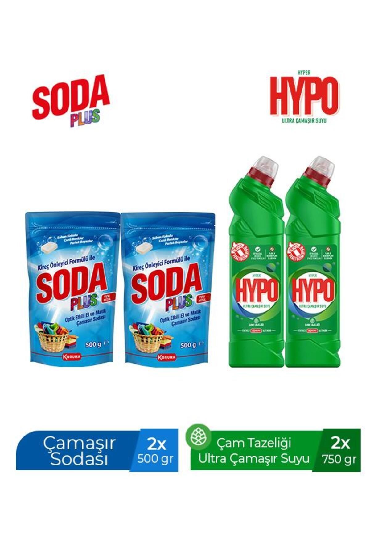 Hyper Hypo SODA PLUS 500 GR X 2 ADET + HYPER HYPO ULTRA ÇAMAŞIR SUYU ÇAM TAZELİĞİ 750 GR X 2 ADET