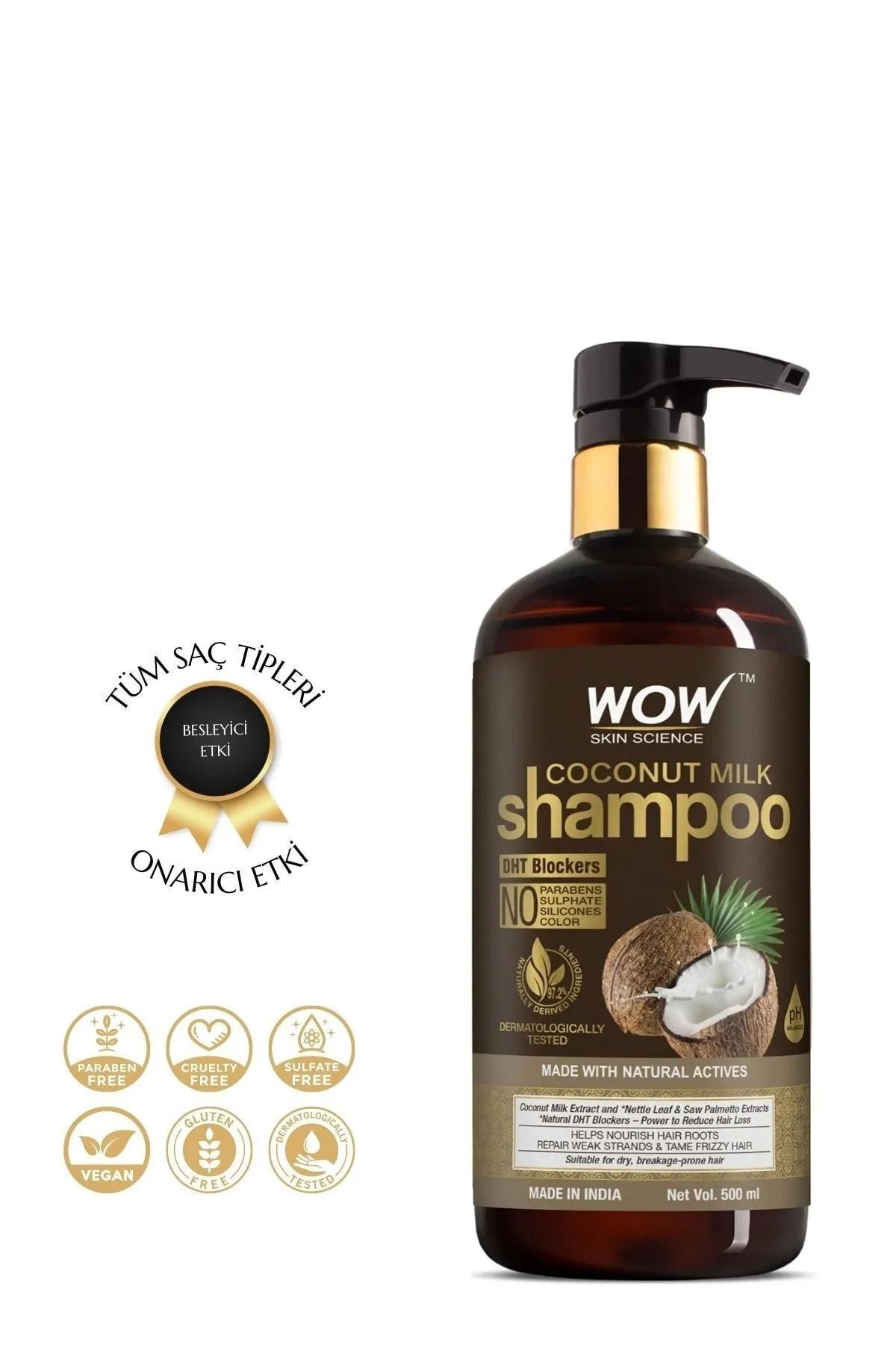 WOW Skin Science Hindistan Cevizi Sütü Şampuanı-%97,2 Doğal Içerik-nemlendirici, Besleyici, Dökülme Karşıtı 500ml