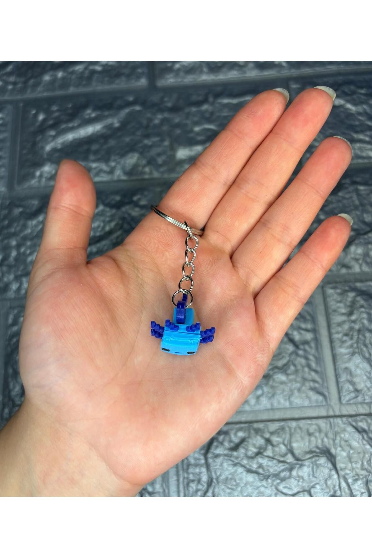 3boyutcraft Minecraft Axolotl Anahtarlık - Mavi
