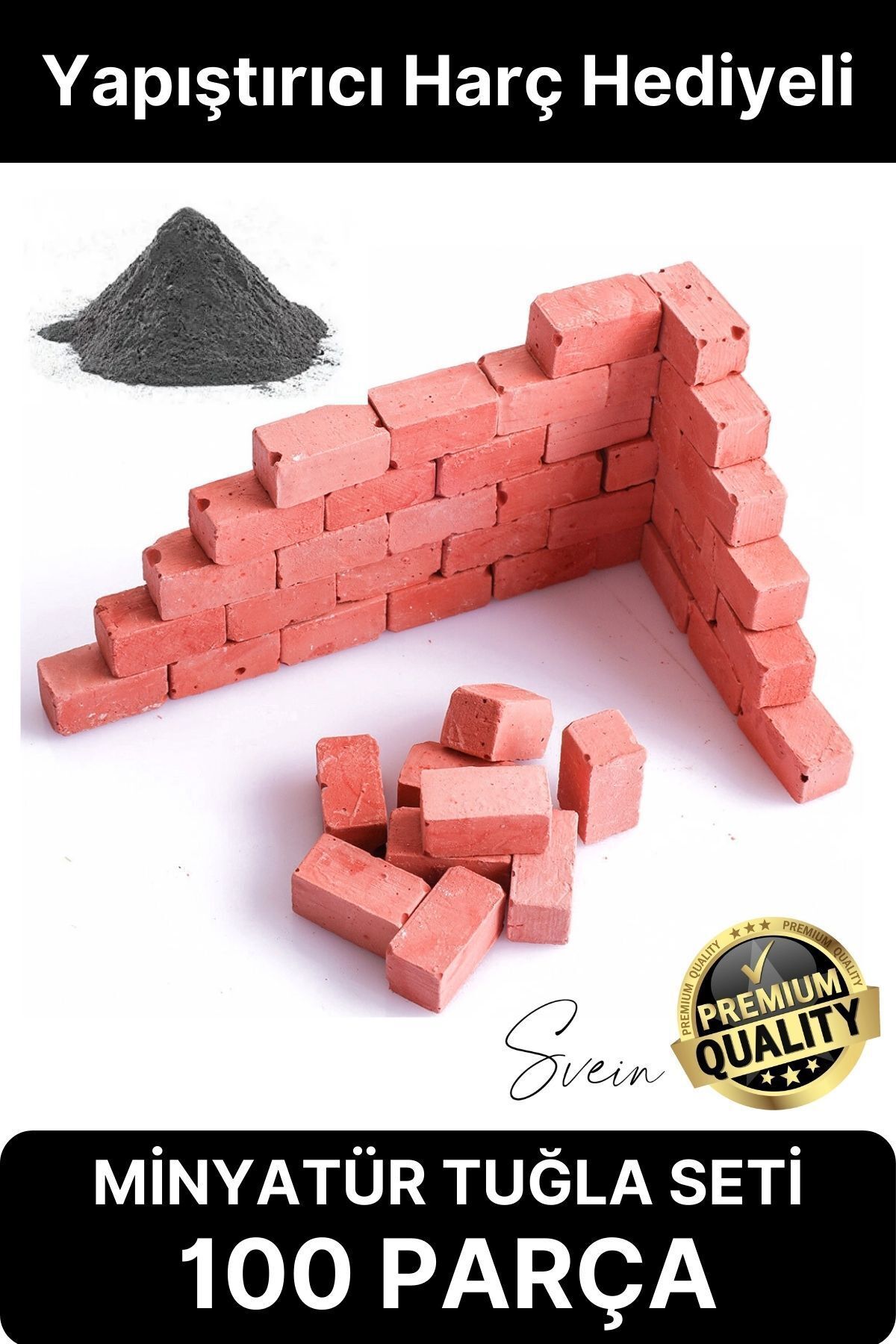 Svein Premium 100 Parça Minyatür Hobi Maket Proje Eğitici Öğretici İnşaat Tuğla Seti Mini Ev Boya Fırça