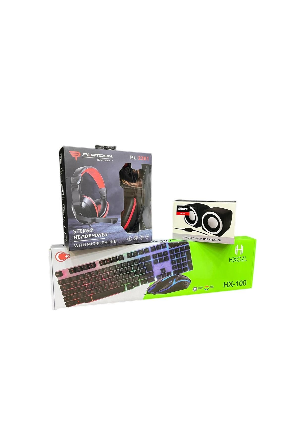 HXOZL Klavye Mouse Kulaklık Hoparlör Set 4in1