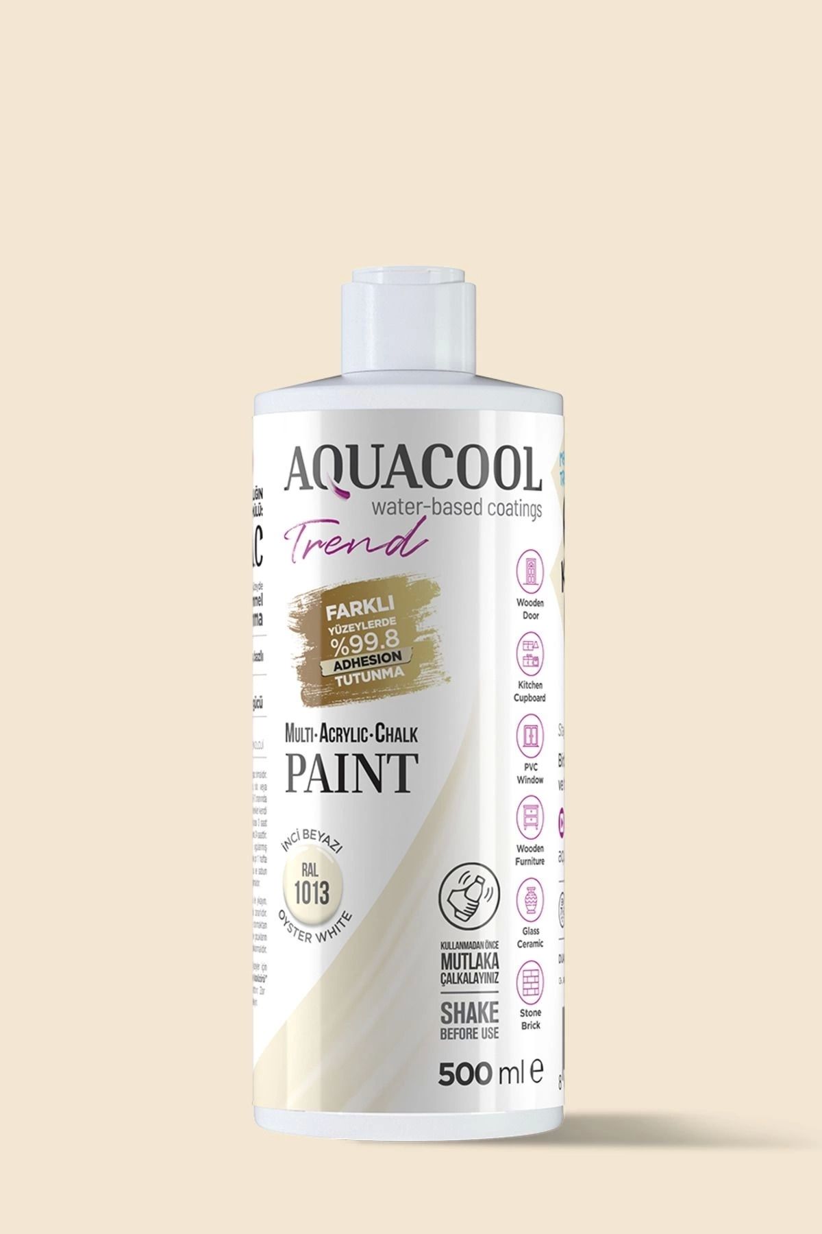 Aquacool Trend Su Bazlı Akrilik Dönüşüm Boyası Ral 1013 Inci Beyazı 500ml