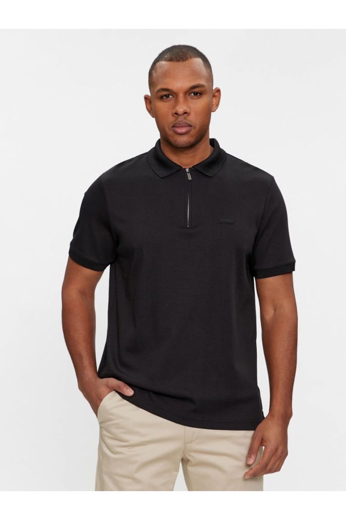 Calvin Klein Erkek Logo Detaylı Siyah Polo Yaka T-shirt