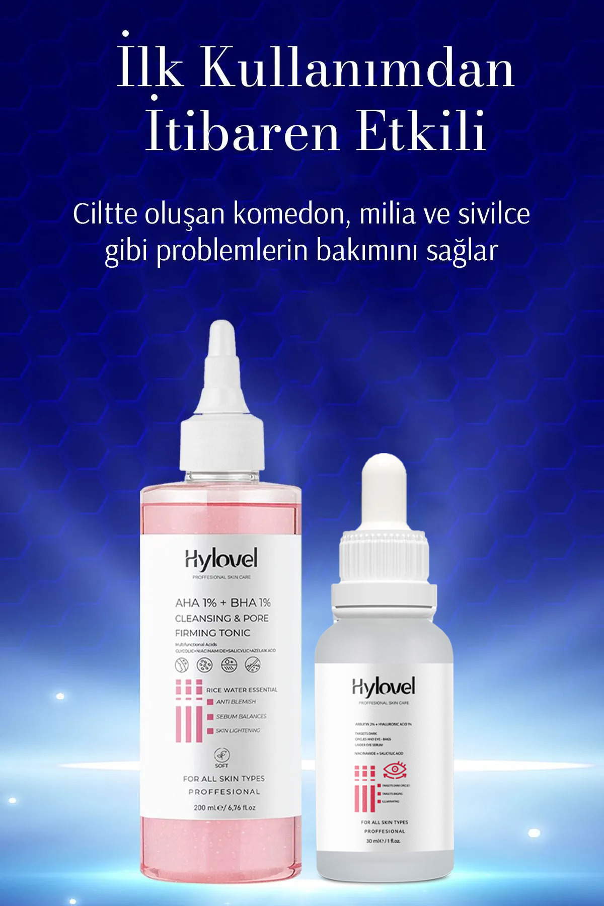Hylovel Salisilik Asit Yağlı Ve Karma Ciltler Için Kapalı Komedon Seti Bakımı Sivilce Ve Akne Karşıtı Bakım