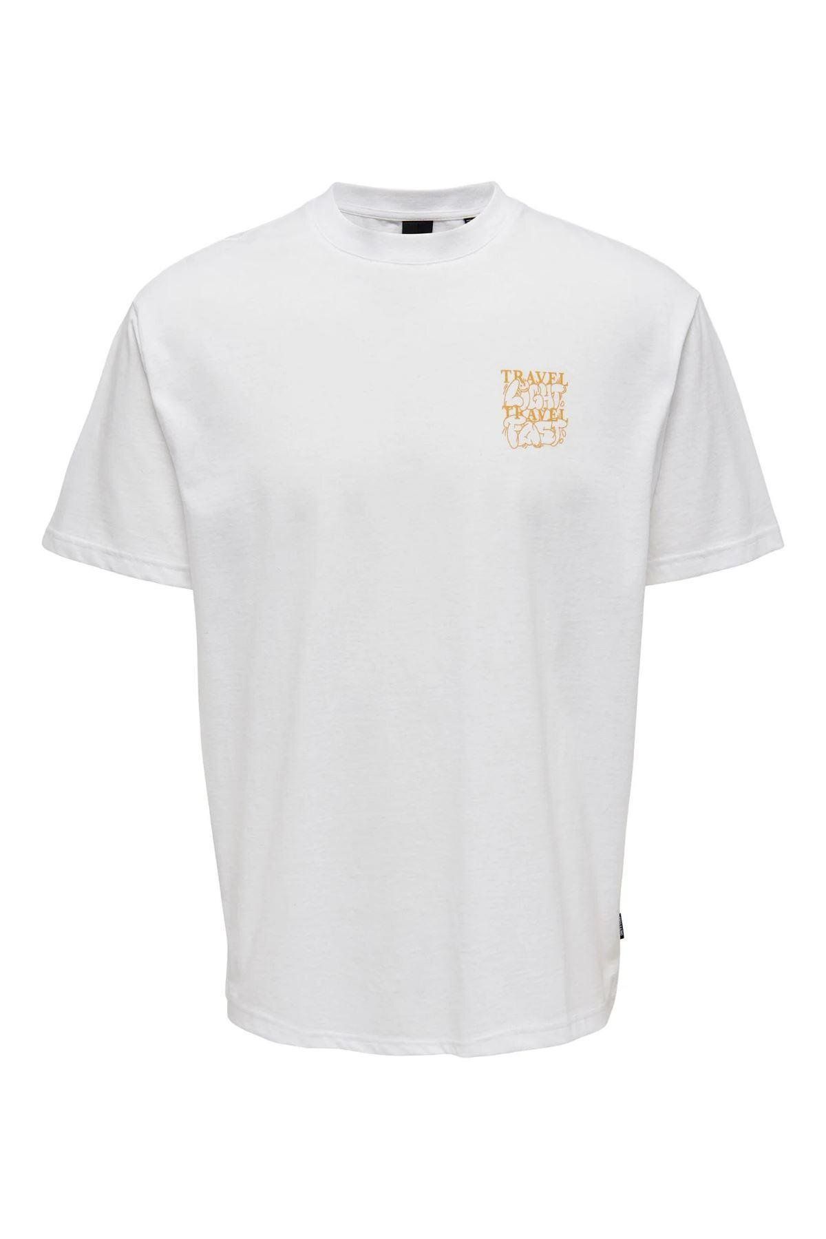 Only & Sons 22025299 Erkek T-shırt Beyaz