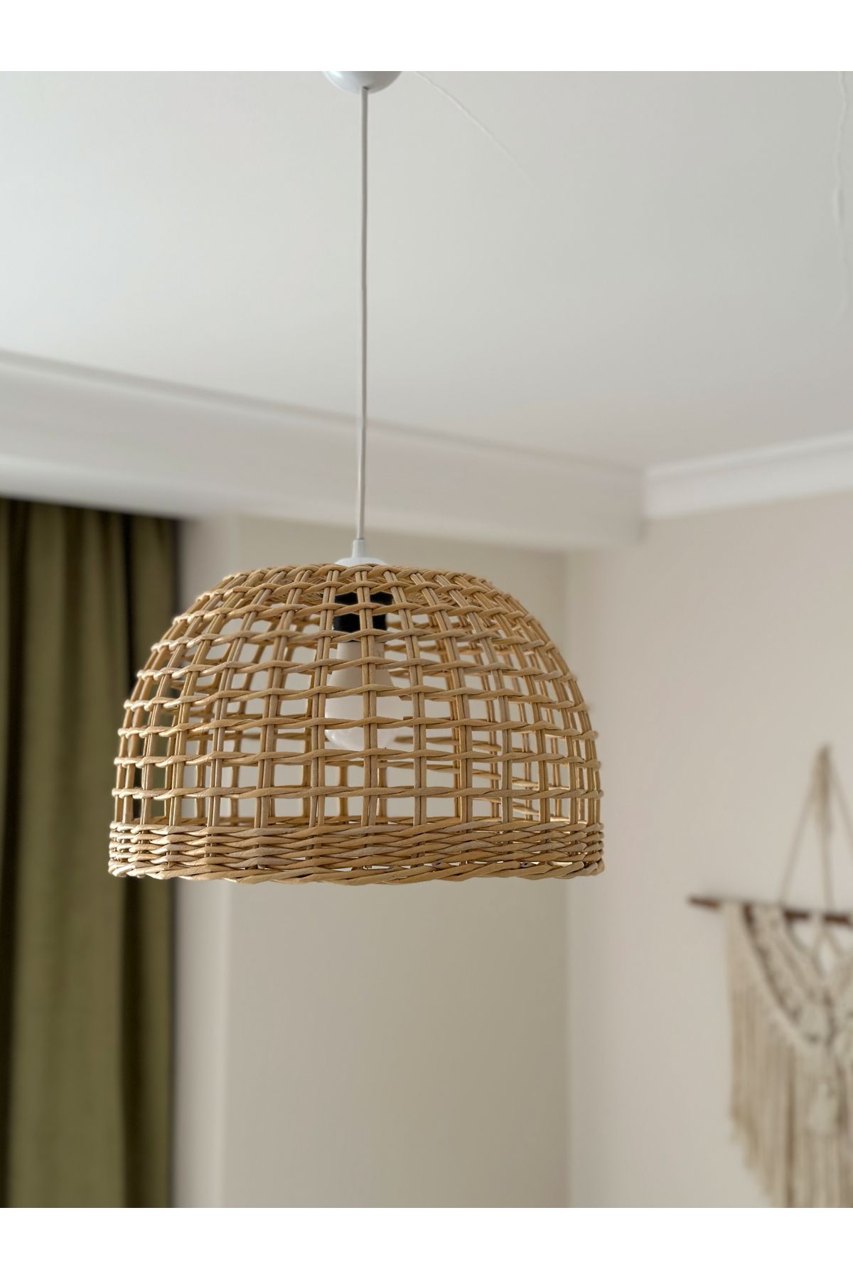 AFRALYAHOME Rattan Avize Bambu Hasır Avize Özel Üretim El Yapımı Avize(duy Dahil)