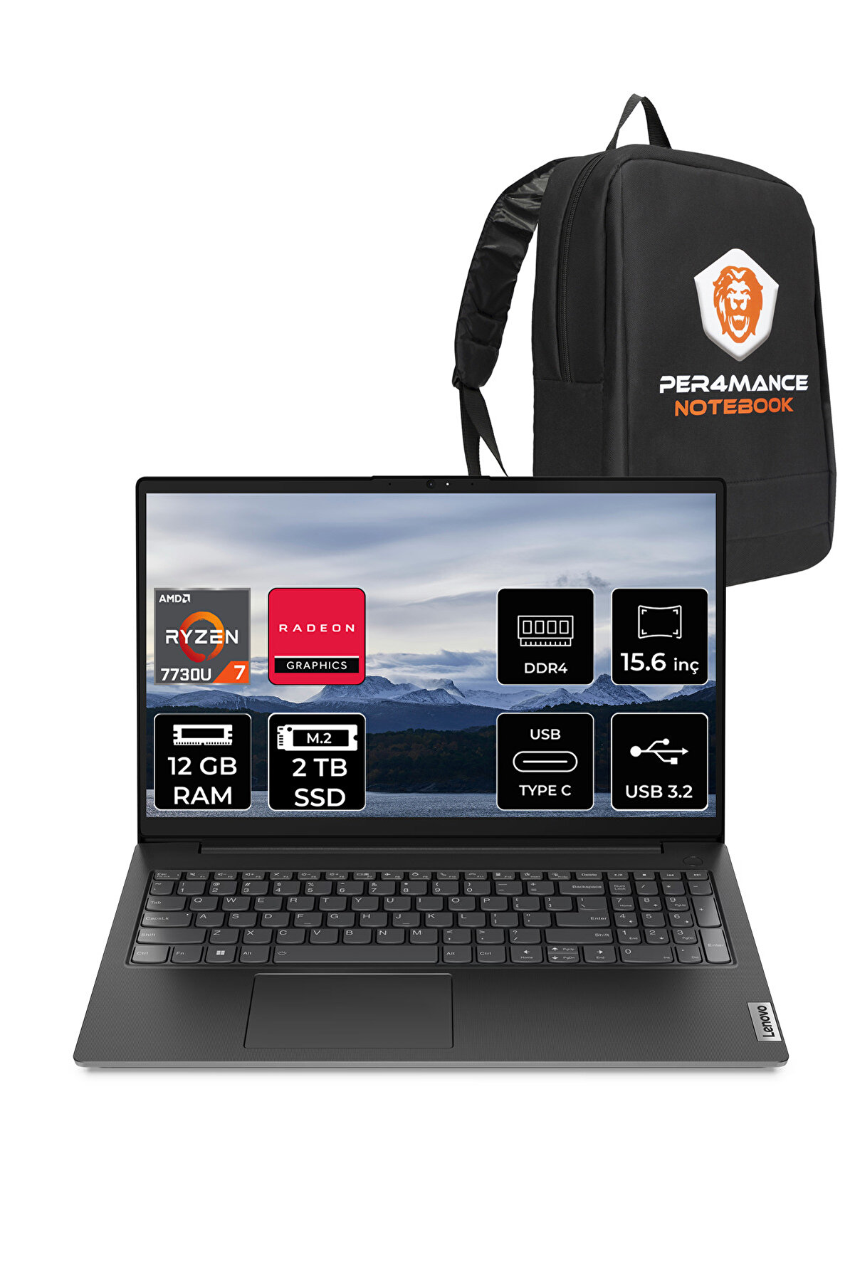 V15 G4 R7 7730U 12GB 2TB SSD 15.6'' FHD FDOS Dizüstü Bilgisayar _102 PER4 ÇANTA