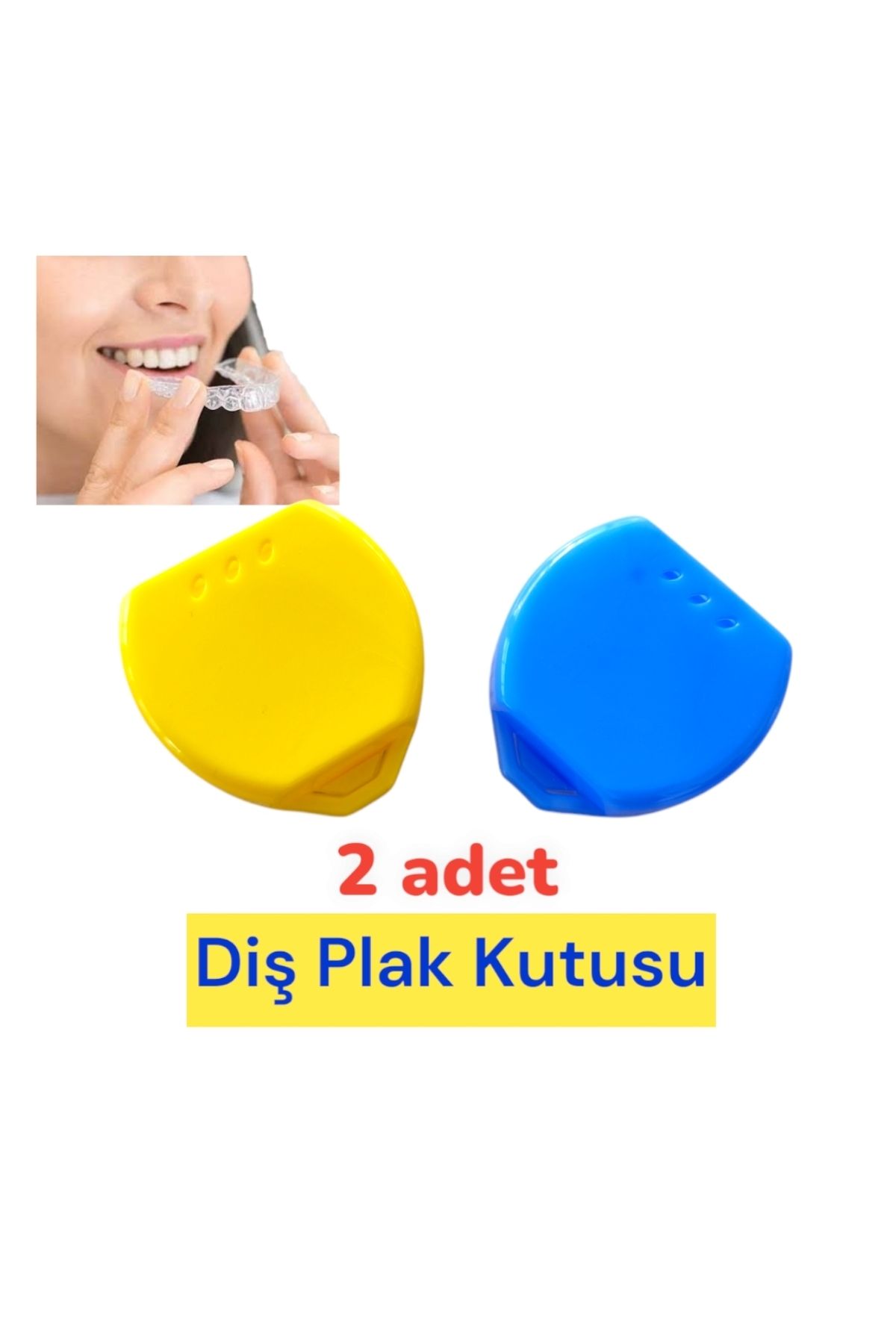 Vulli Diş Plak Kutusu Gece Plak kabı Sarı ve Mavi 2 Adet