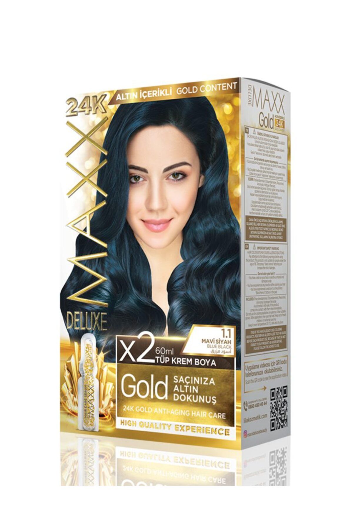 MAXX DELUXE Golden 1.1 Mavi Siyah 24k Altın Içerikli Saç Boyası