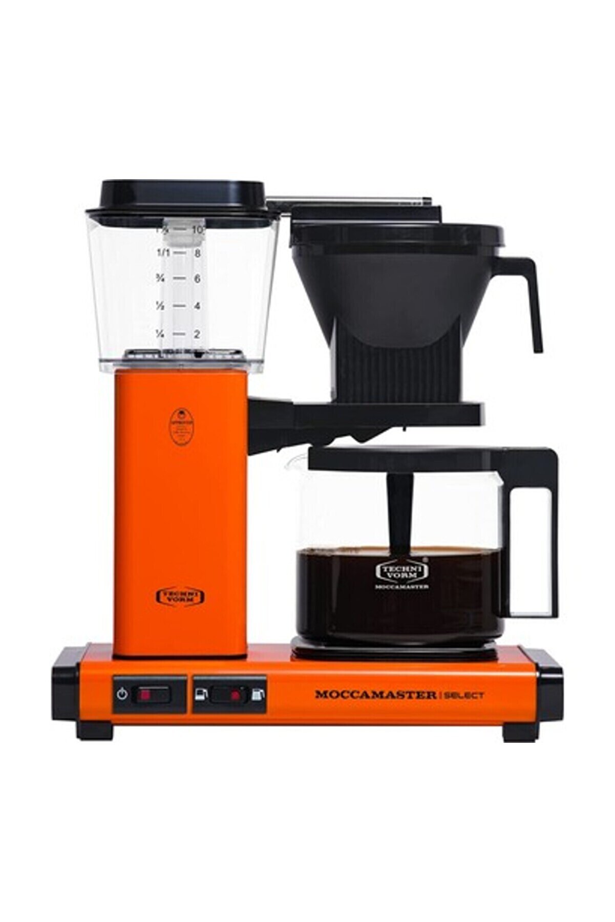 Moccamaster Select Filtre Kahve Makinesi Cam Potlu, 1.25 L Kapasite, 1520W, Turuncu