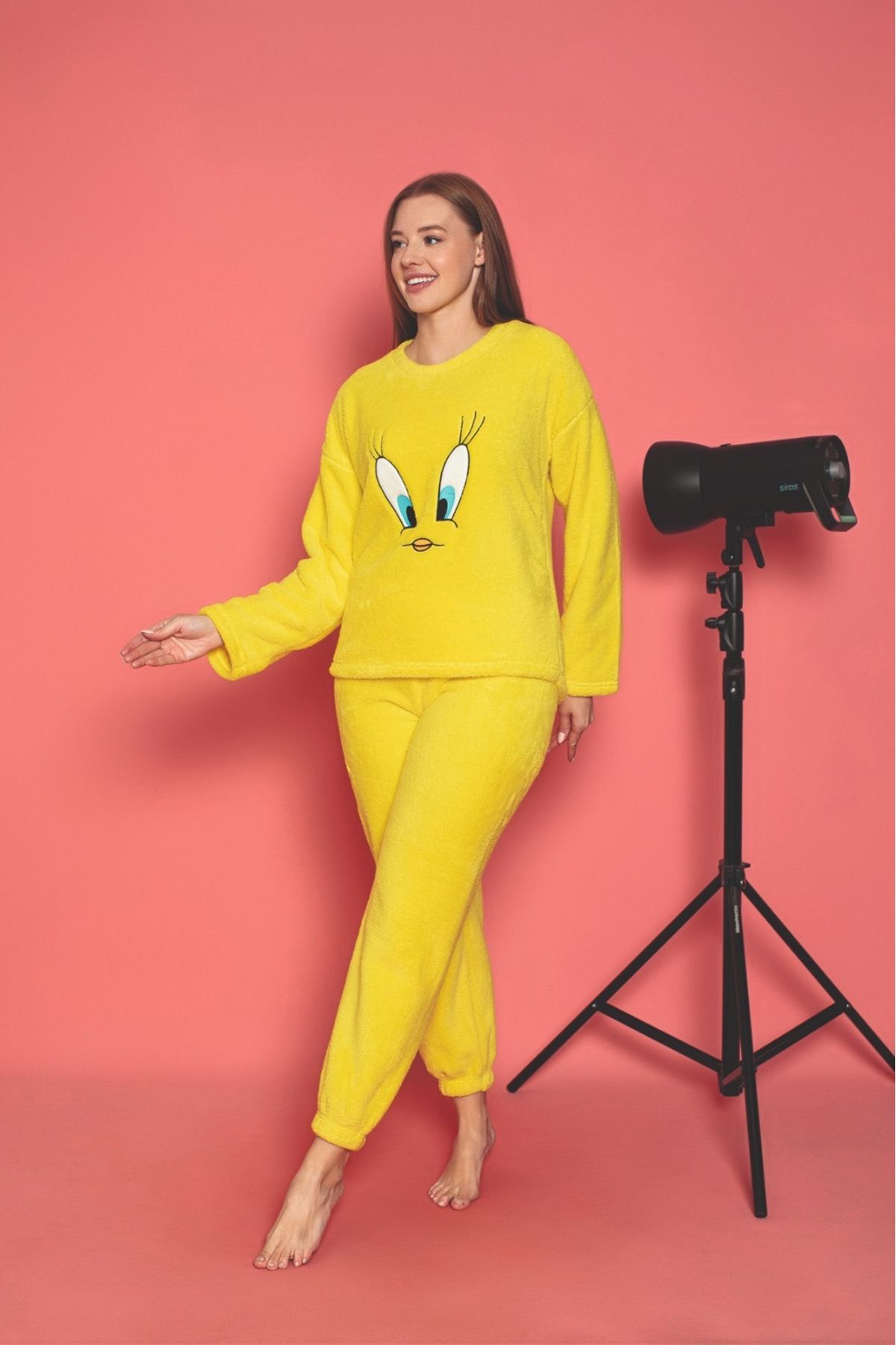 Moda Banuş Civciv Peluş Sarı Pijama Takımı