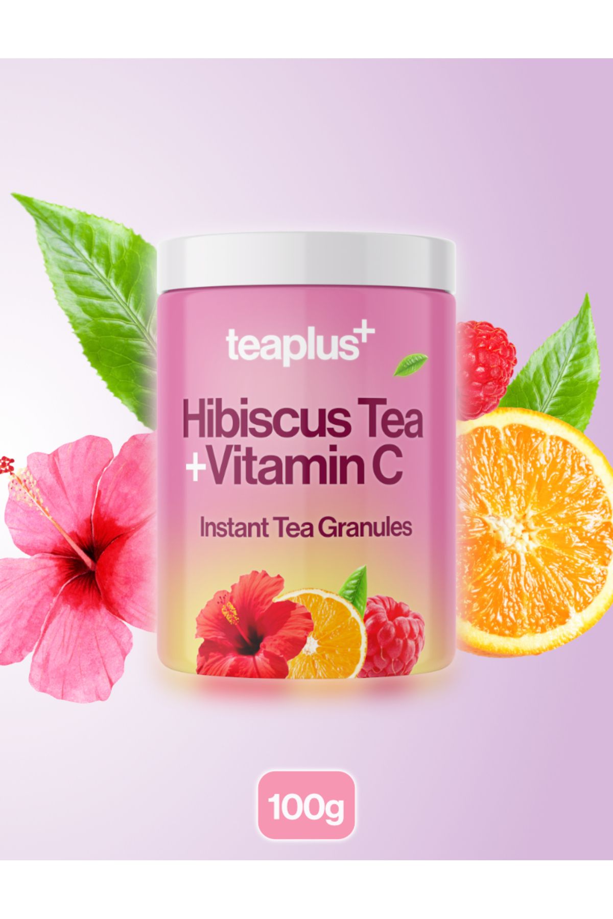 T+ TEAPLUS Teaplus+ Hibiskus Ekstresi & C Vitaminli Bitkisel Içecek Tozu 100gr