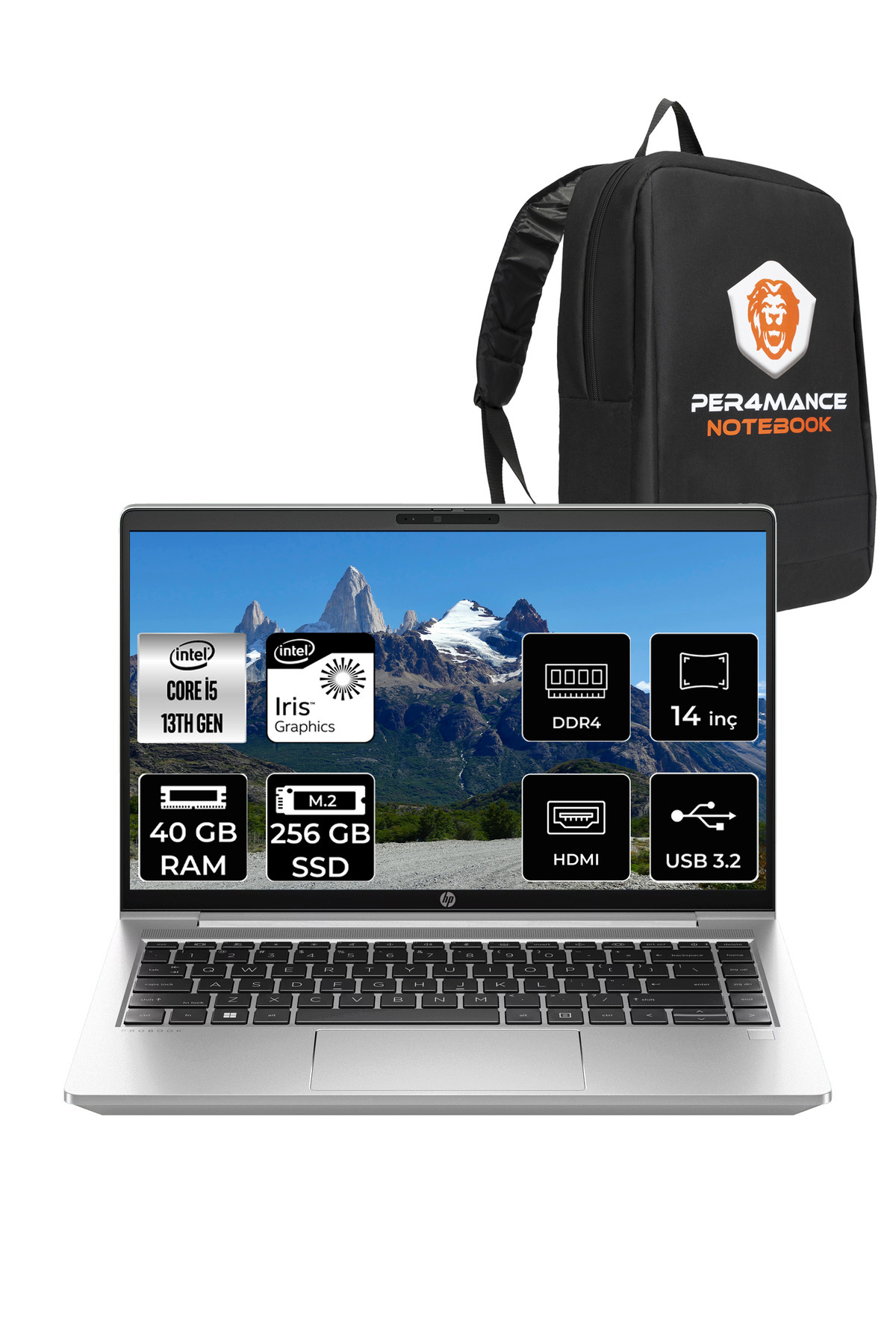 ProBook 440 G10 İ5 1334U 40GB RAM 256GB SSD 14'' FHD IPS FDOS Dizüstü Bilgisayar _67 PER4 ÇANTA