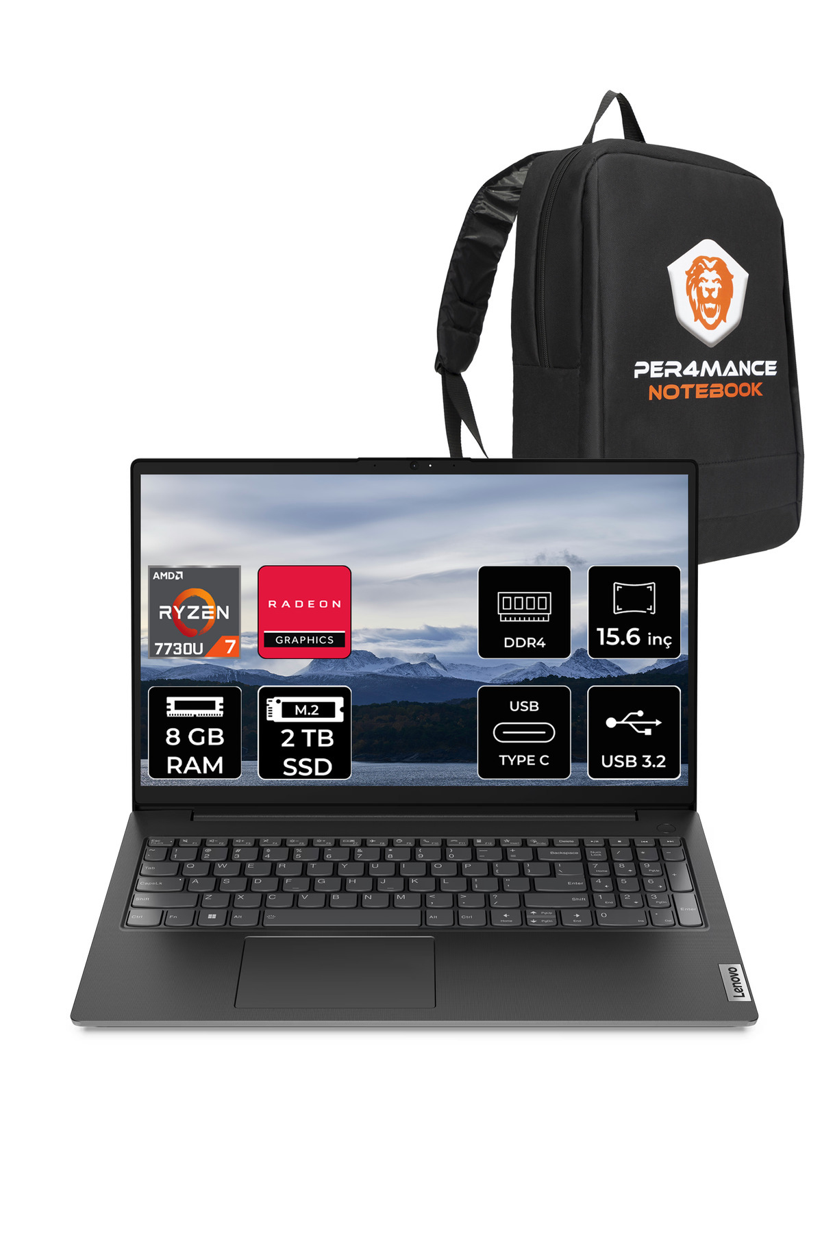 V15 G4 R7 7730U 8GB 2TB SSD 15.6'' FHD FDOS Dizüstü Bilgisayar _146 PER4 ÇANTA