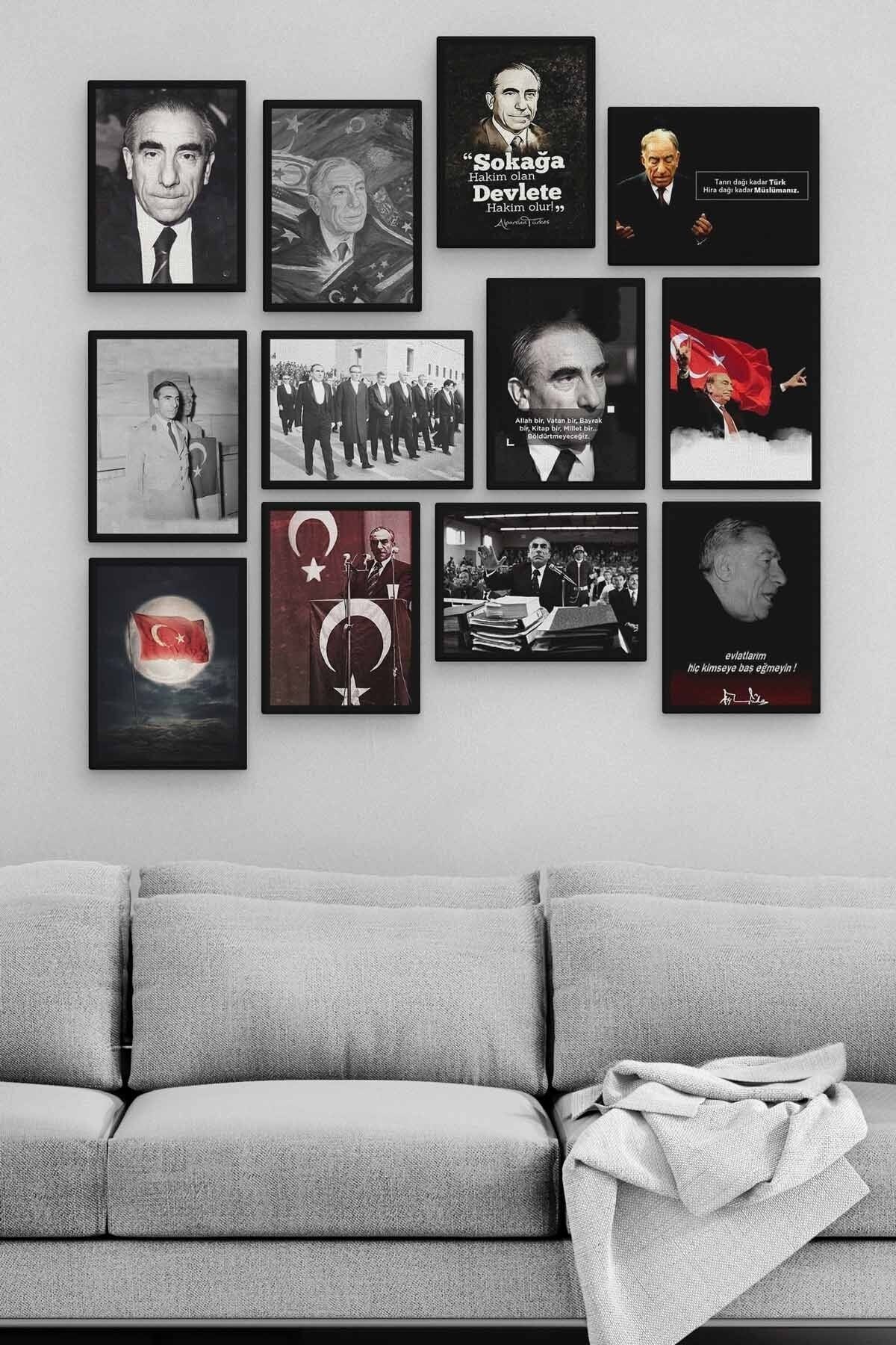 TABLOX Alparslan Türkeş 12 Parça Ahşap Mdf Tablo Zlltb285