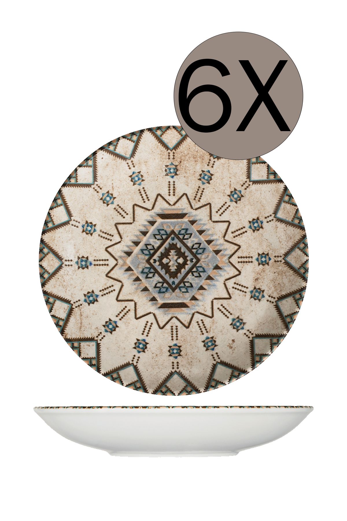 İD FİNE ID FINE Porselen Heritage Valle Çukur Tabak 20 cm 550 cc 6'lı Takım 20209-121120