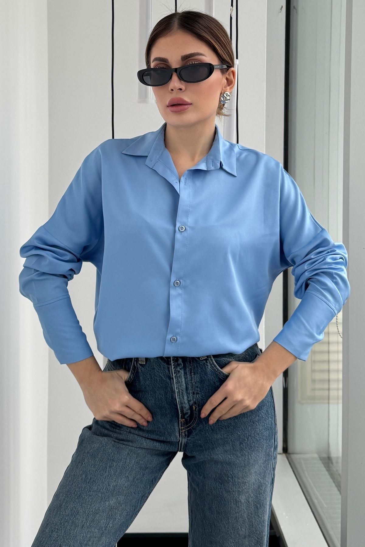 bb butik basic Pamuk Saten Basic Gömlek 5515N