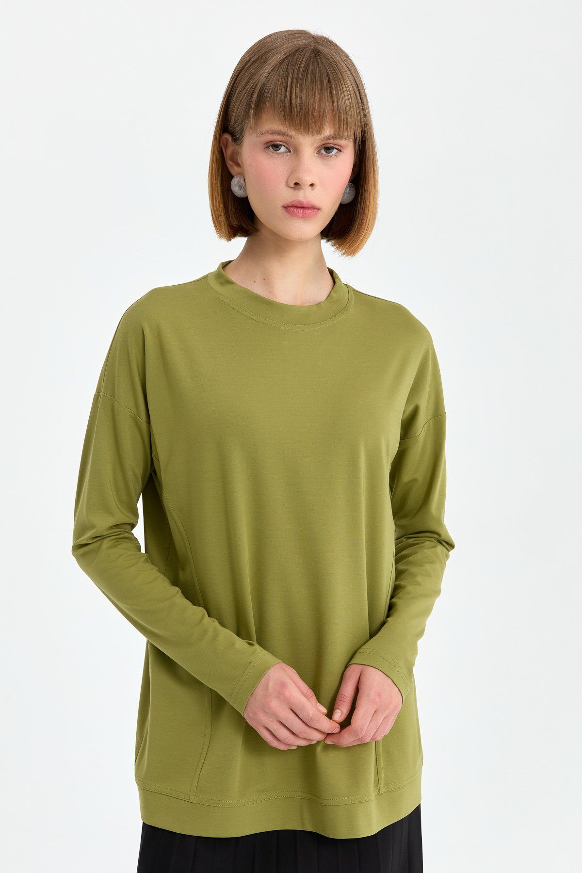 Nihan Örme Basic Bluz Olive