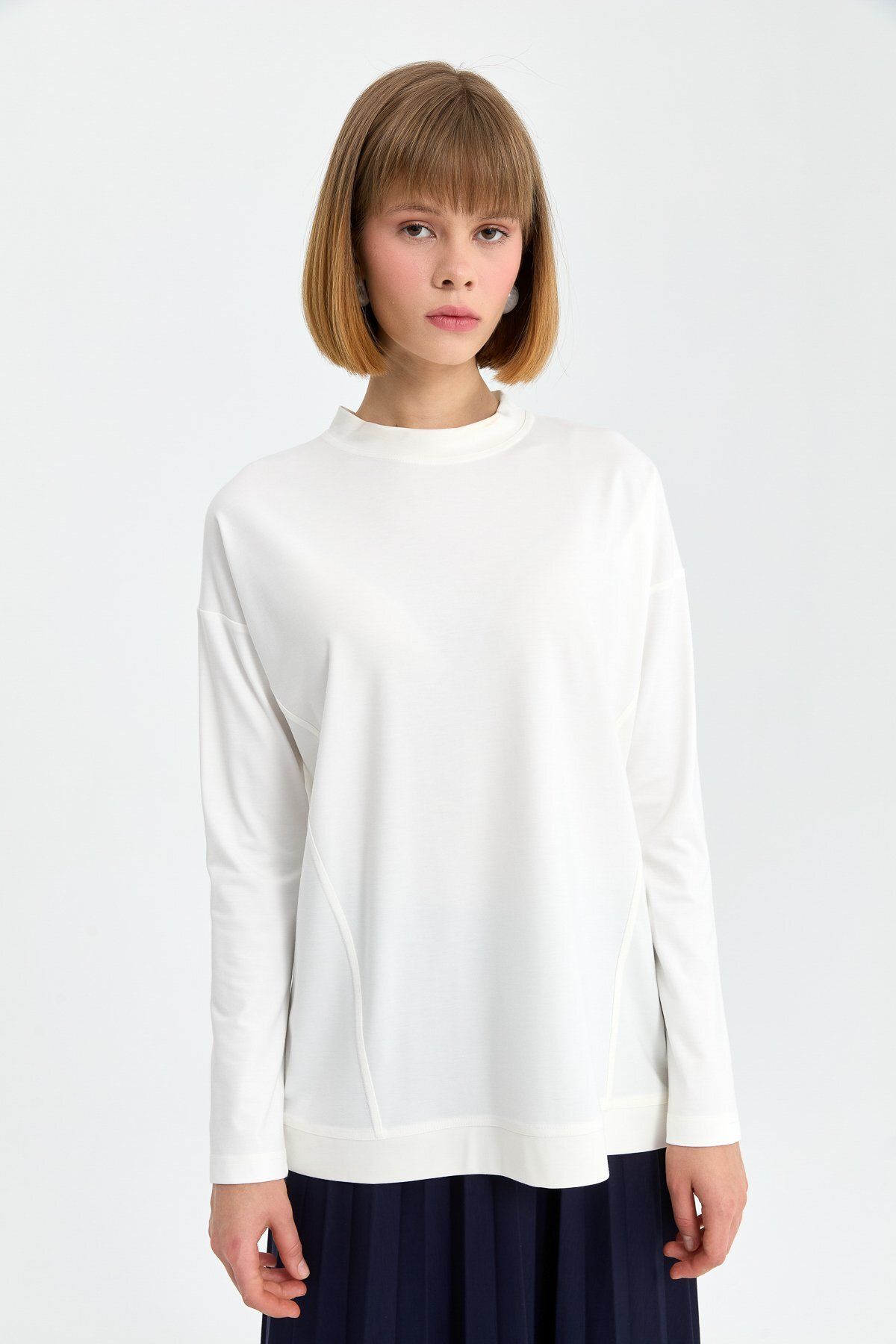 Nihan Örme Basic Bluz Ekru