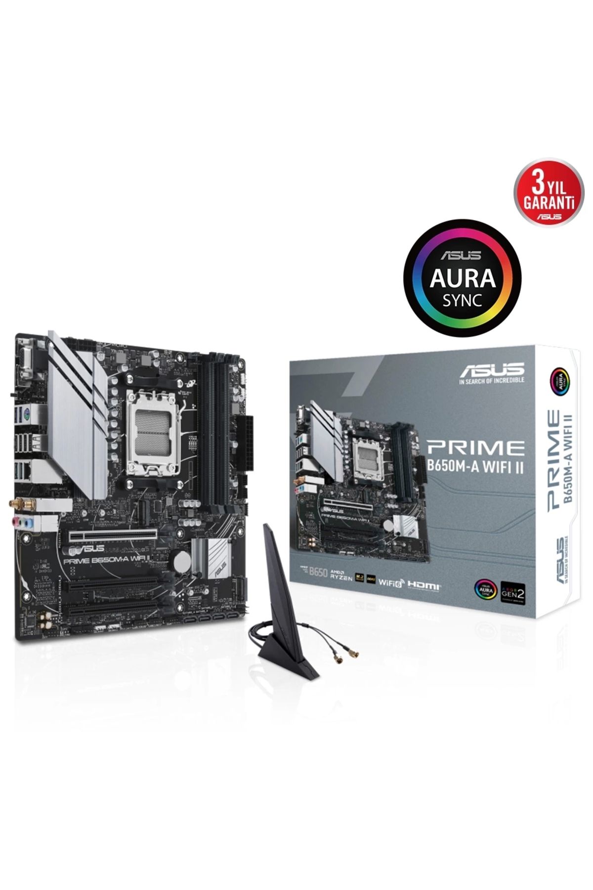 ASUS Prıme B650m-a Wıfı Iı Am5 Ddr5 6400 Dp Hdmı M2 Usb3.2 Aura Rgb 2.5gbit Lan Matx Anakart