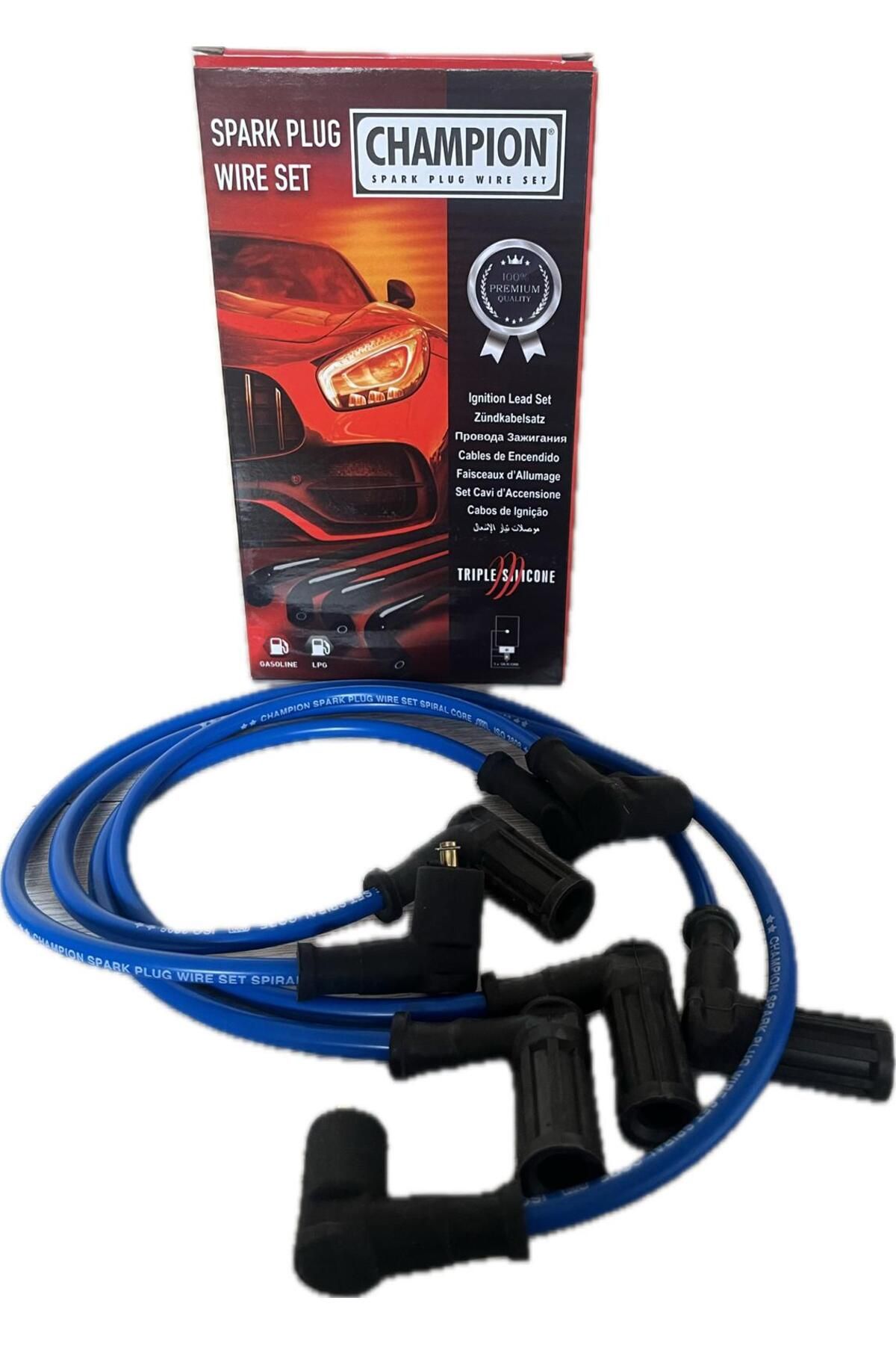 CHAMPION SPARK PLUG WIRE SET TEMPRA TİPO MPİ PERFORMANS BUJİ KABLOSU (MAVİ) 7 MM 7785350 Uyumlu