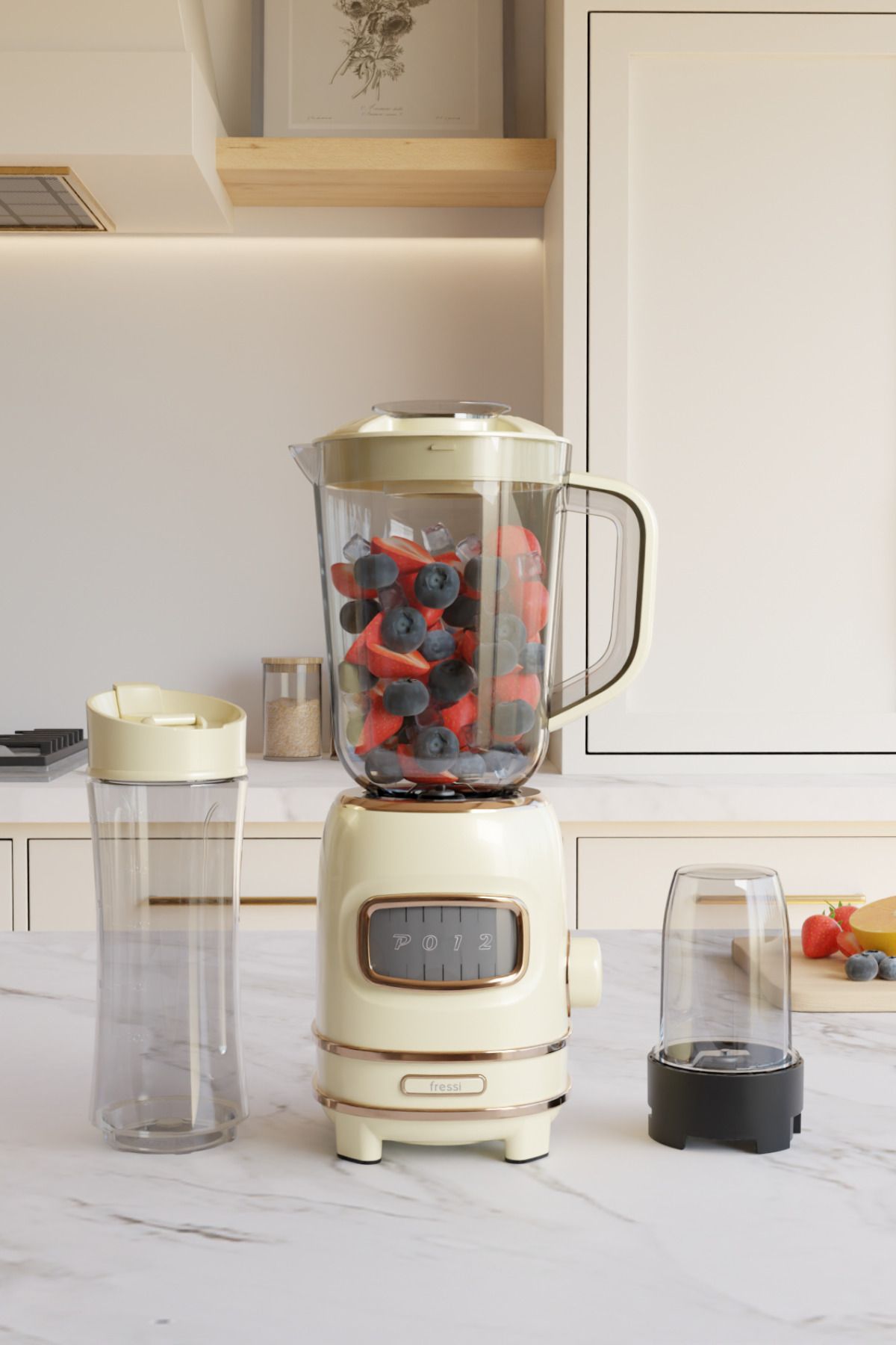 Fressi Kişisel Blender Seti Öğütücülü Smoothie Şişeli Blender 1,0 Litre Blendir Seti Fr-bl01 Retroblend