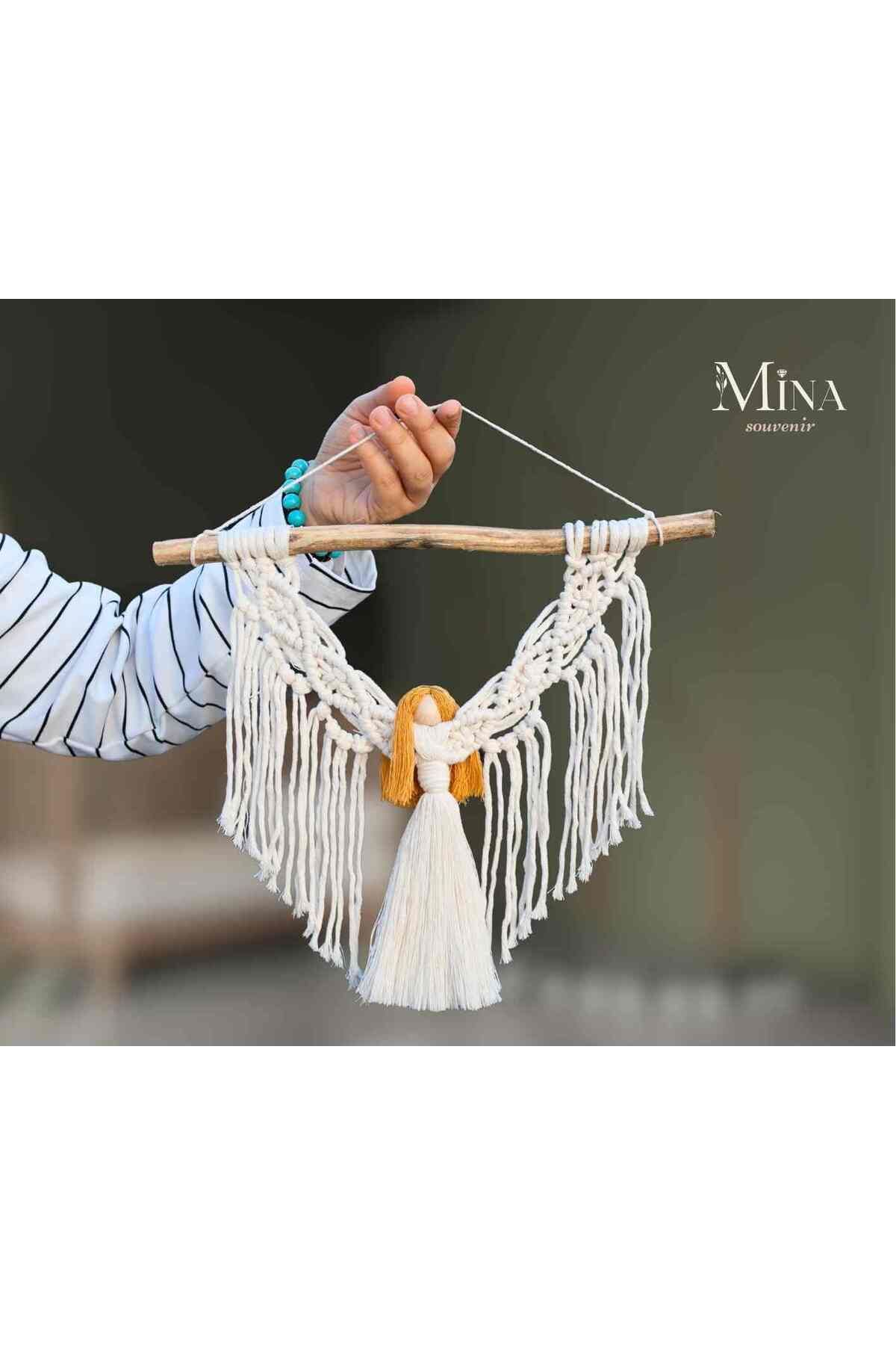 Mina Souvenir Makrome Şık Tasarım El Örgüsü Melek  Kapı,Duvar Süsü