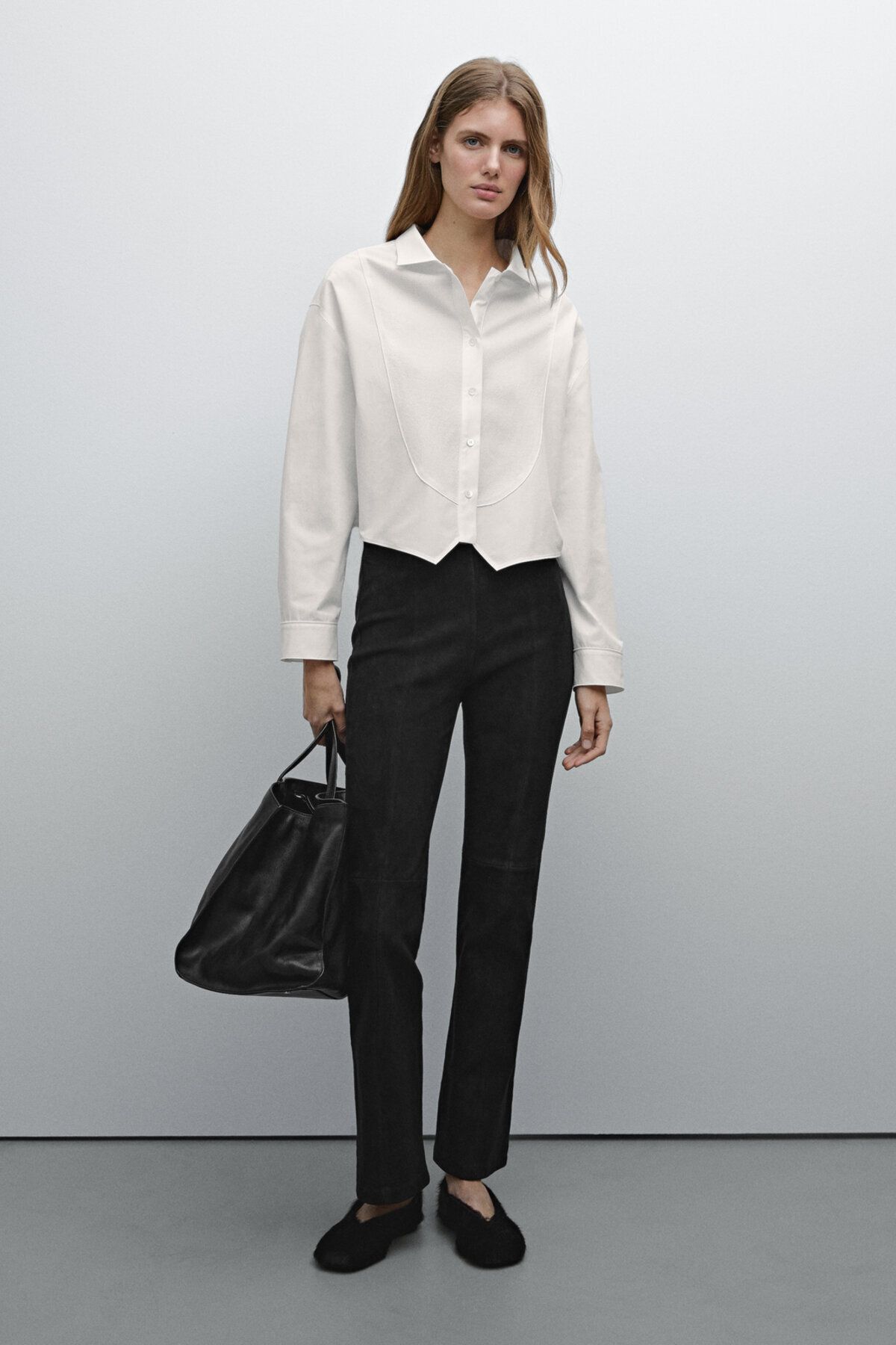 Massimo Dutti Göğüs detaylı crop gömlek