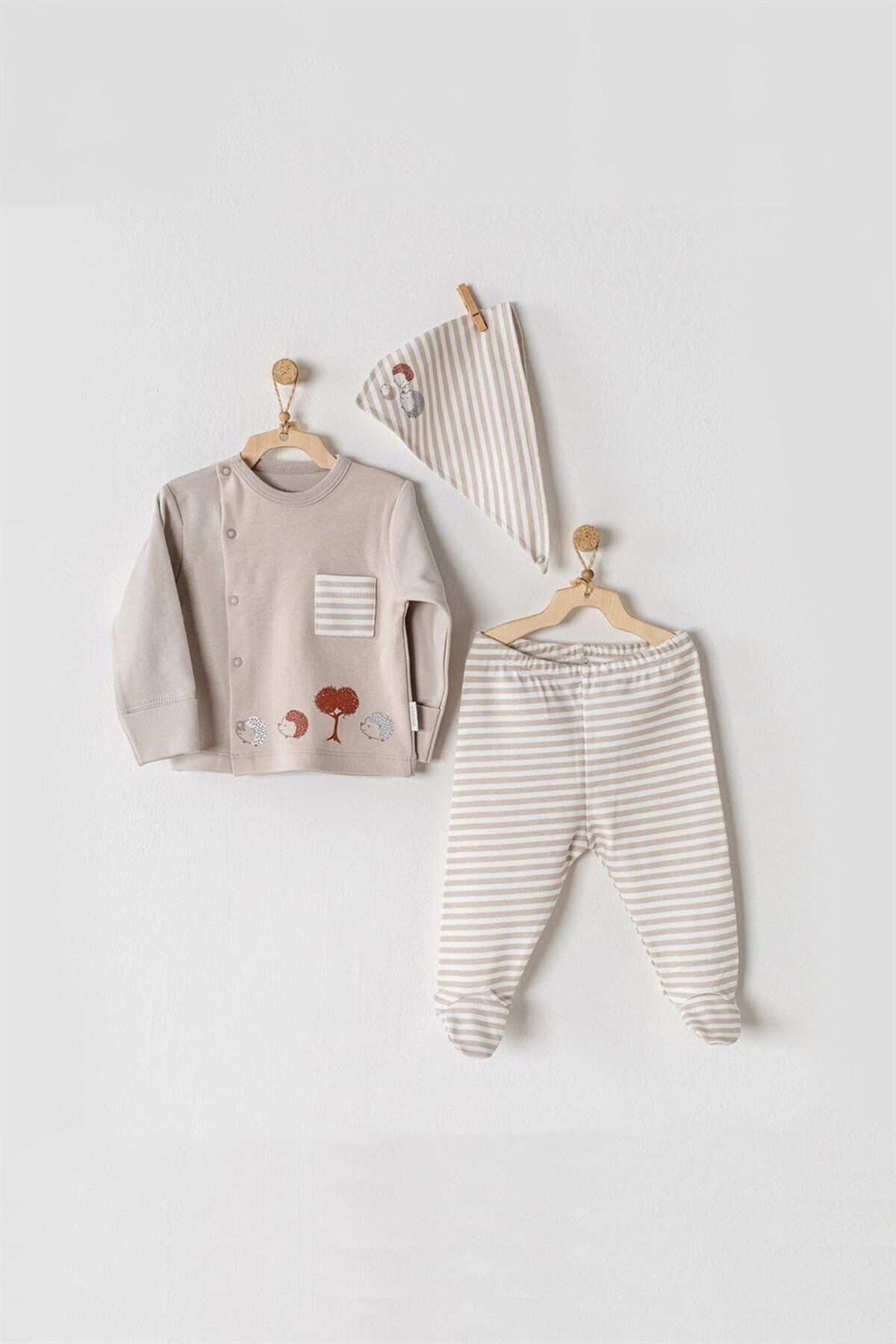 Andy Wawa Ac23024 Bebek Zıbın Takım 3'lü Side Snap Set Organic Newborn Baby