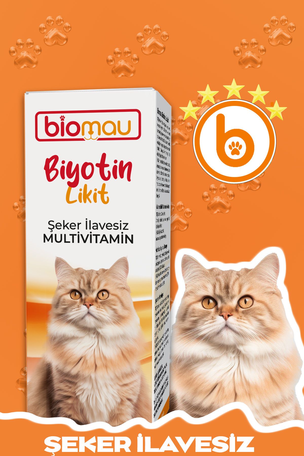 Biomau Kediler İçin Likit – Sağlıklı Tüyler ve Cilt Desteği | Omega-3 & Omega-6 Destekli