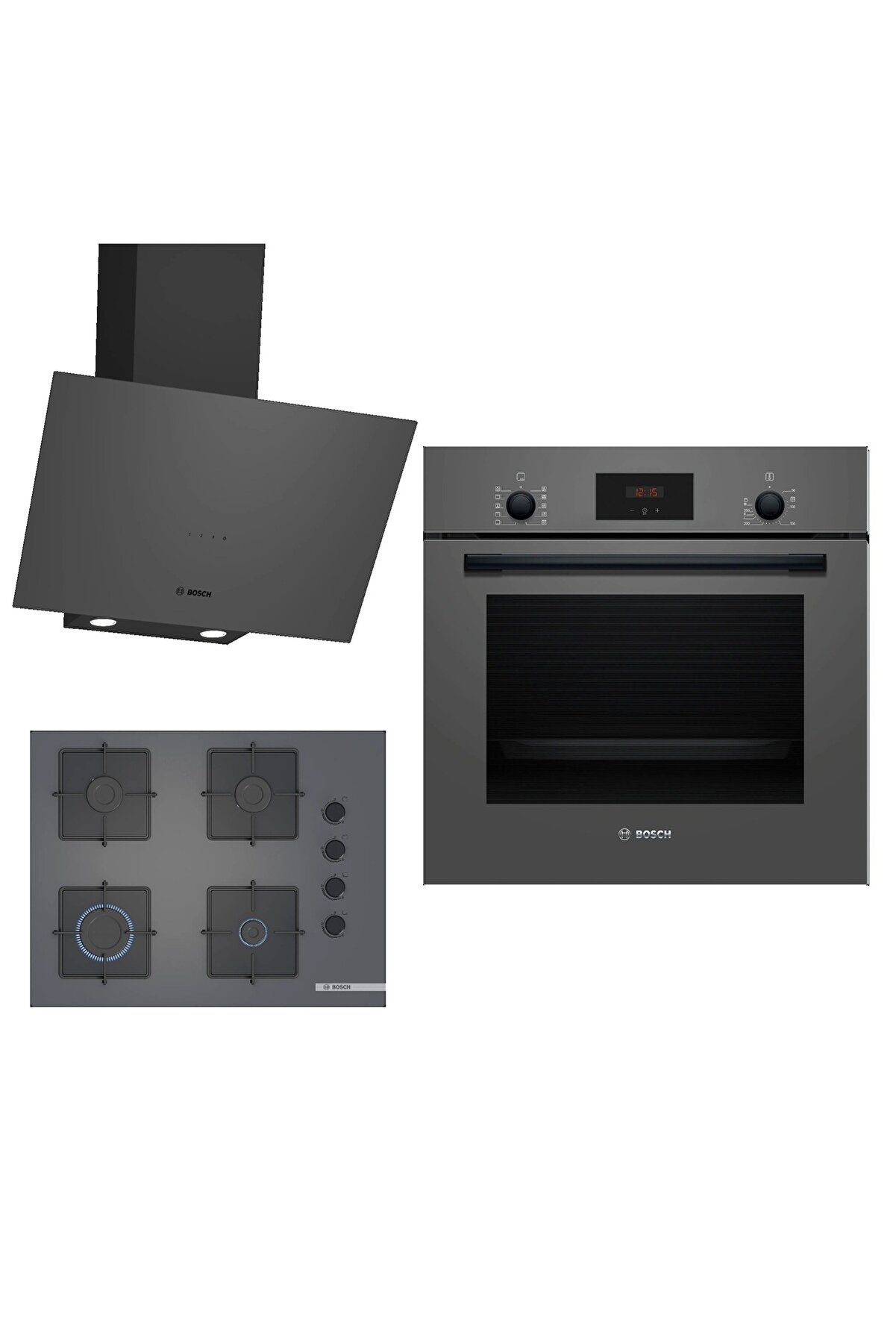 Ankastre Gri 3 Lü Set 310 (HBF512BH1T-POP7C9P30O-DWK64PJ70T)