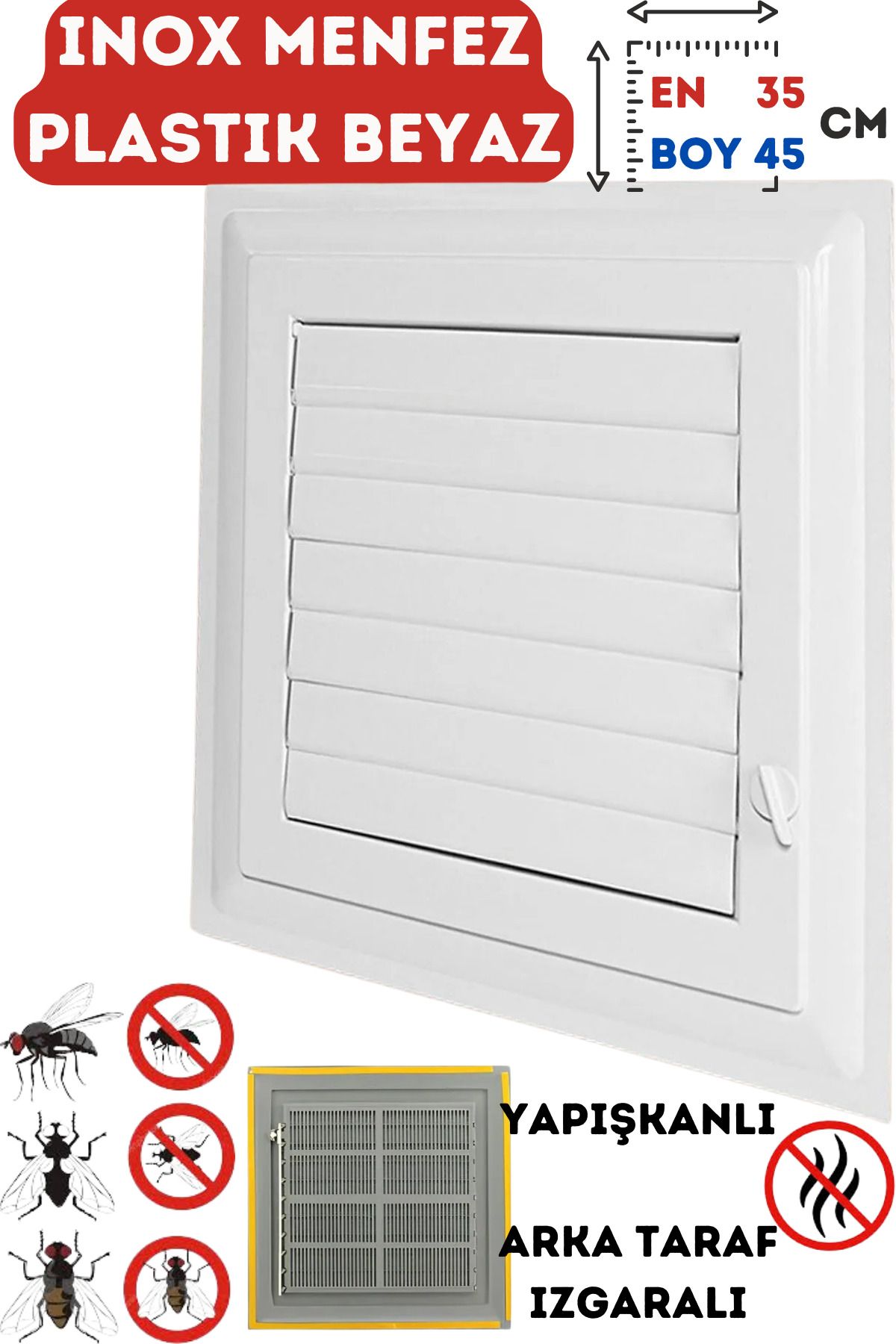 nublado Havalandırma Menfezi Banyo Wc Tuvalet Menfez Plastik Panjur Beyaz 35x45 cm