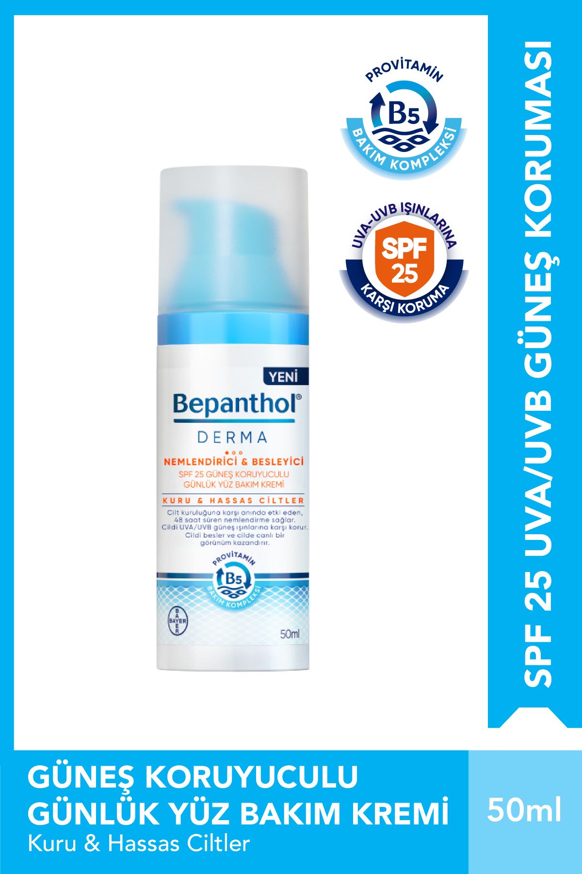 Bepanthol Derma Nemlendirici Ve Besleyici Spf 25 Günlük Yüz Bakım Kremi 50 ml - Günlük Yoğun Nemlendirici