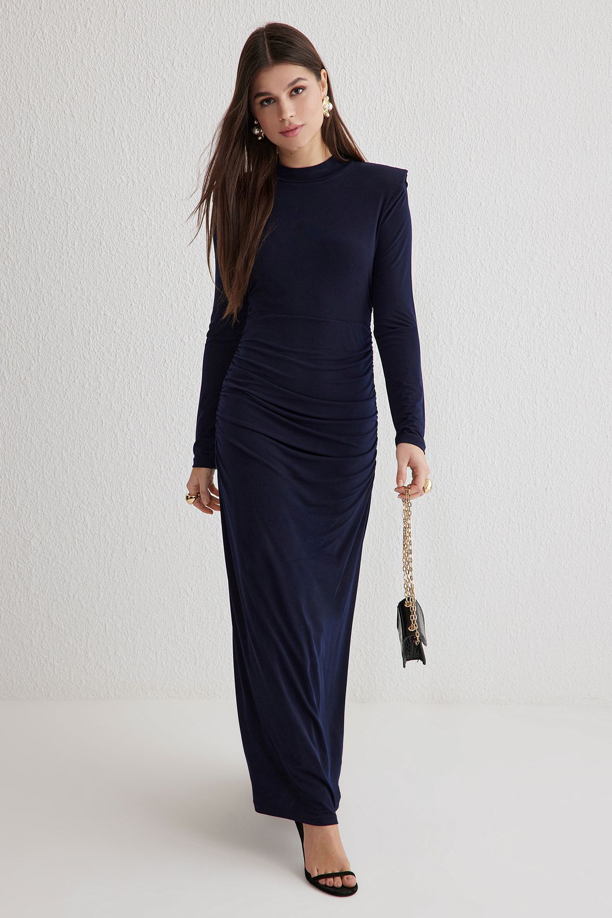TRENDYOL MODEST Lacivert Fitted Örme Elbise TCTSS25DB00015